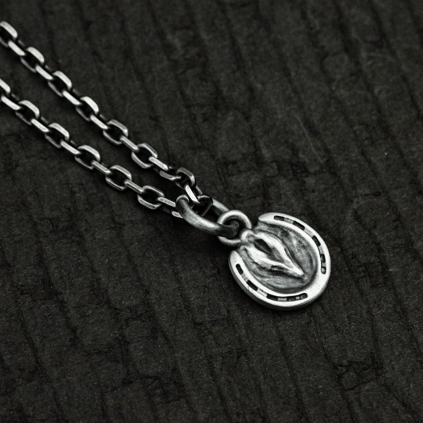 Wolf Horseshoe Pendant - 925 Sterling Silver Handmade