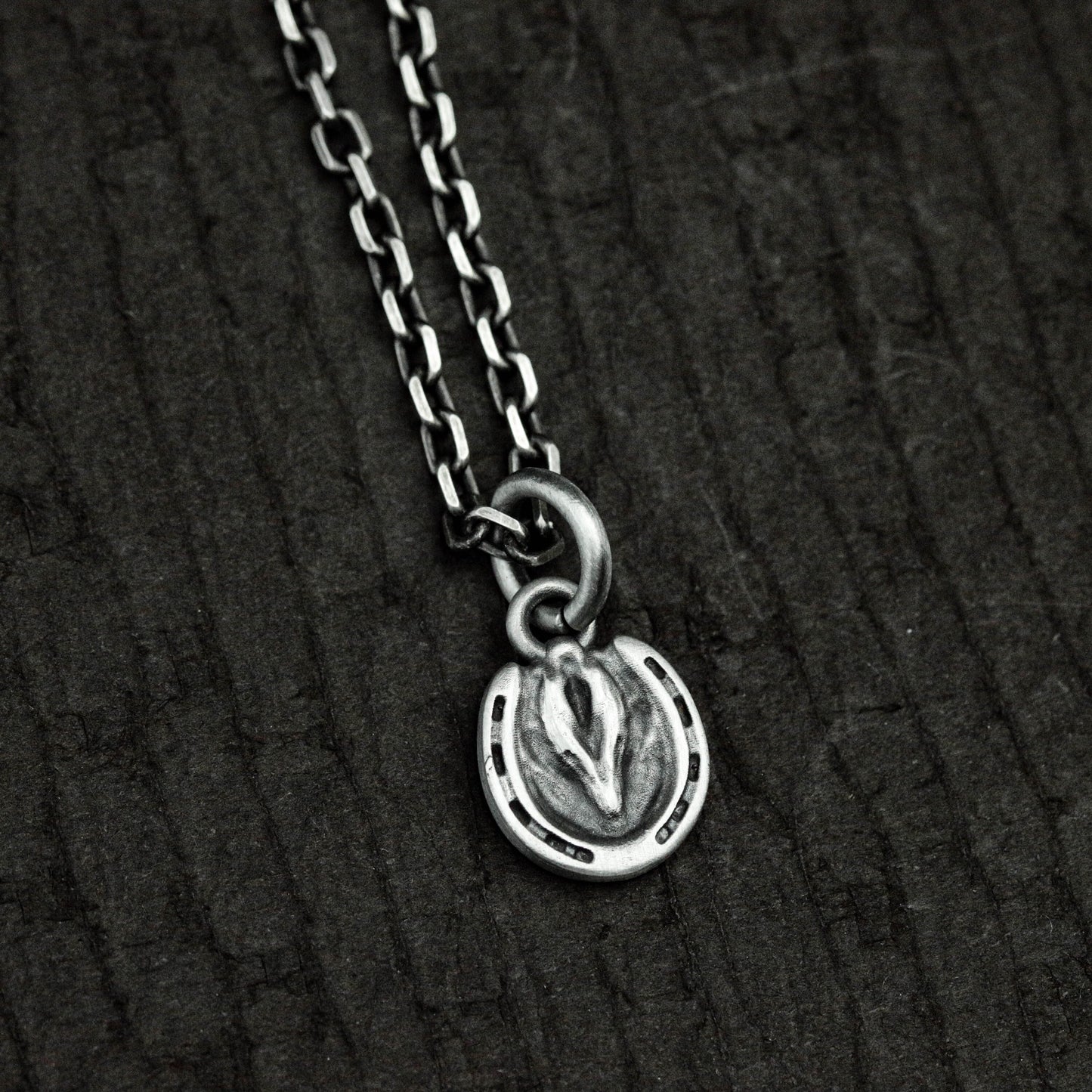 Wolf Horseshoe Pendant - 925 Sterling Silver Handmade