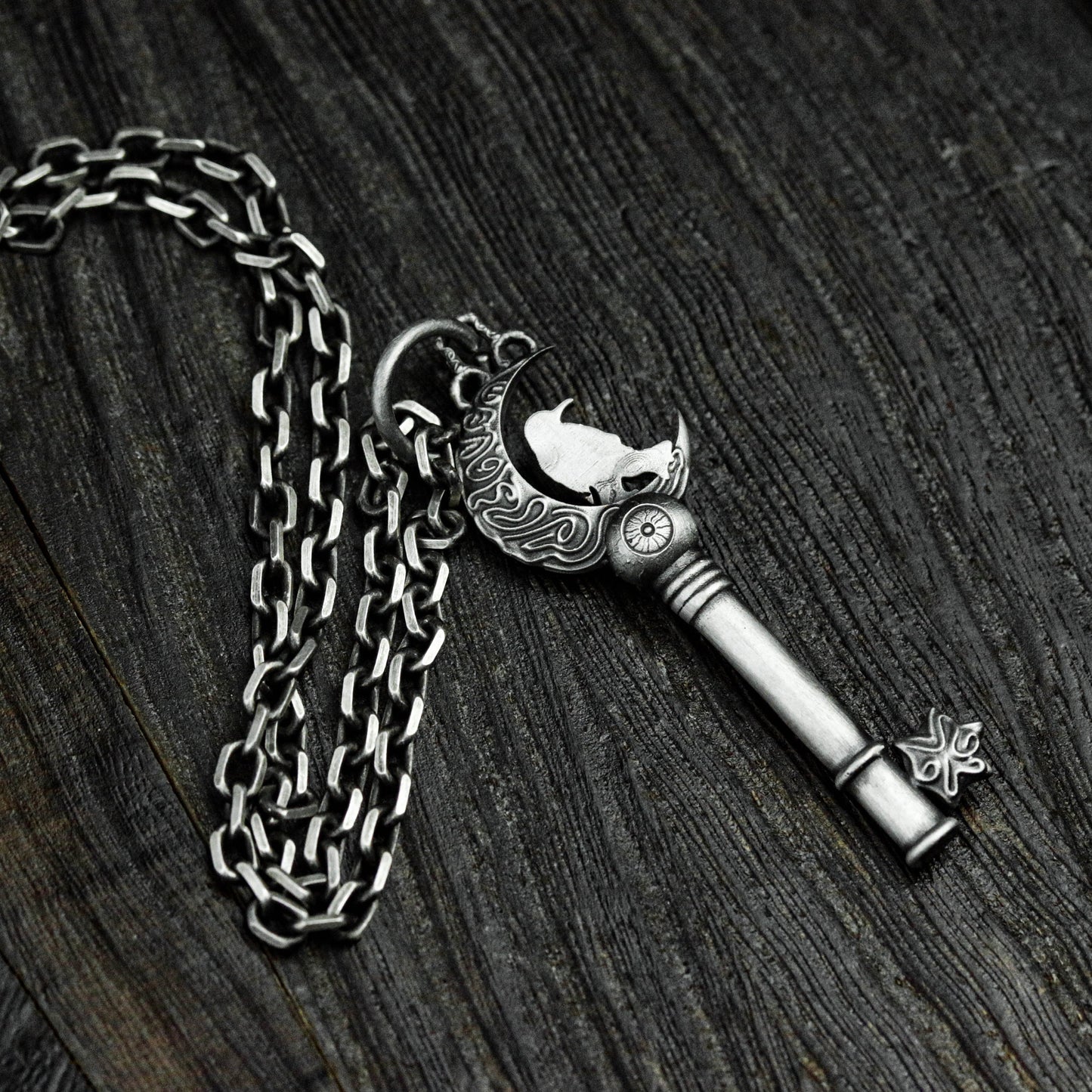 Celestial Key Pendant - 925 Sterling Silver Handmade