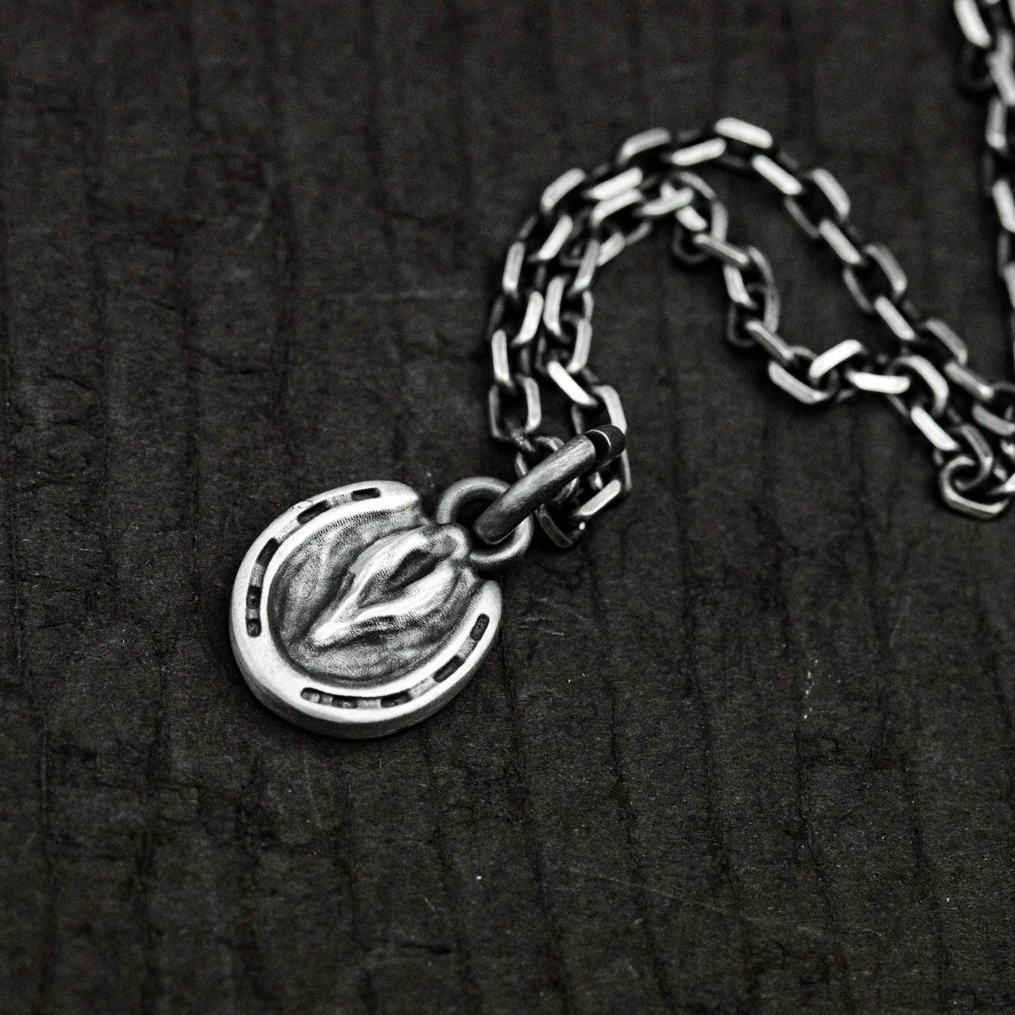 Wolf Horseshoe Pendant - 925 Sterling Silver Handmade