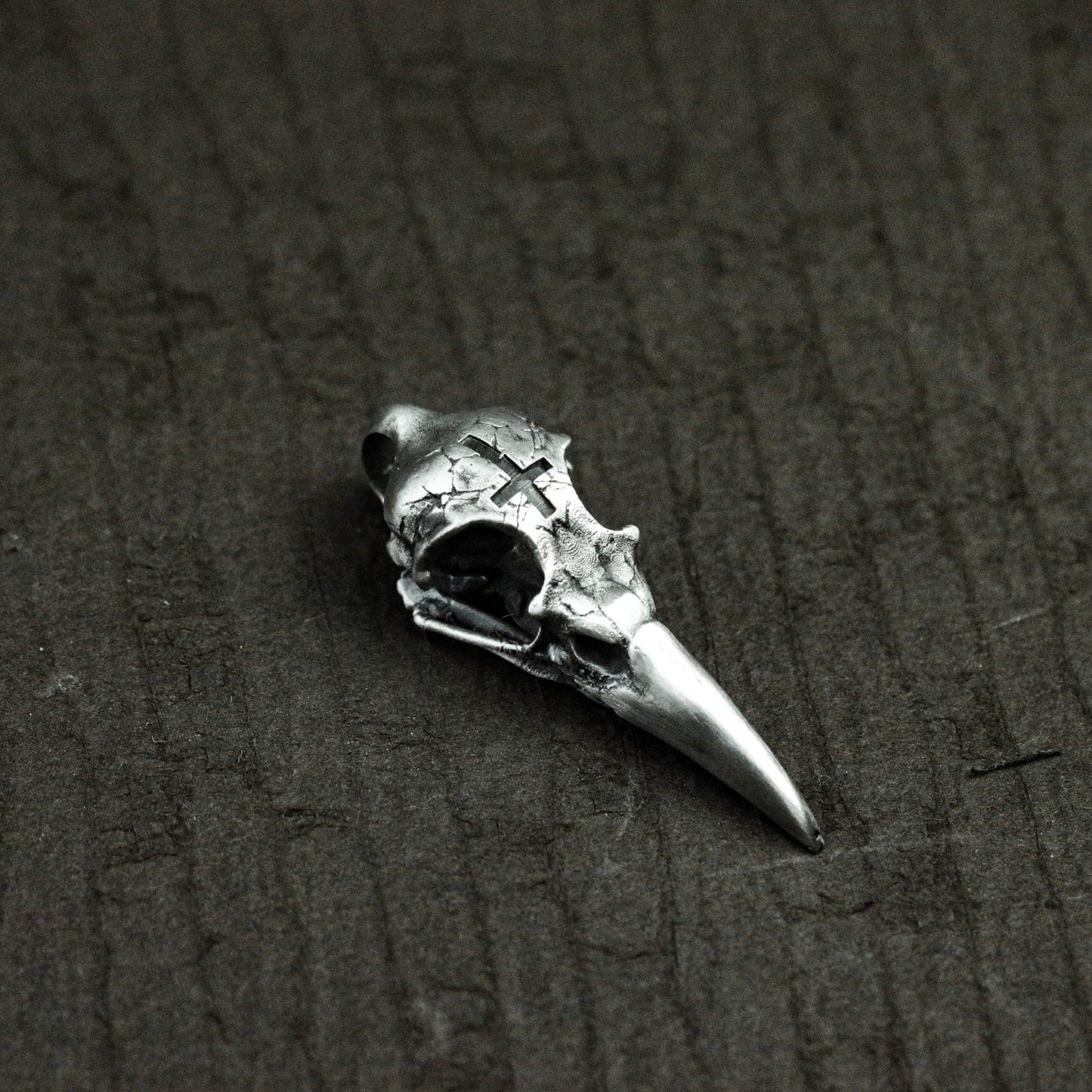 Broken Bird Skull Pendant - 925 Sterling Silver Handmade