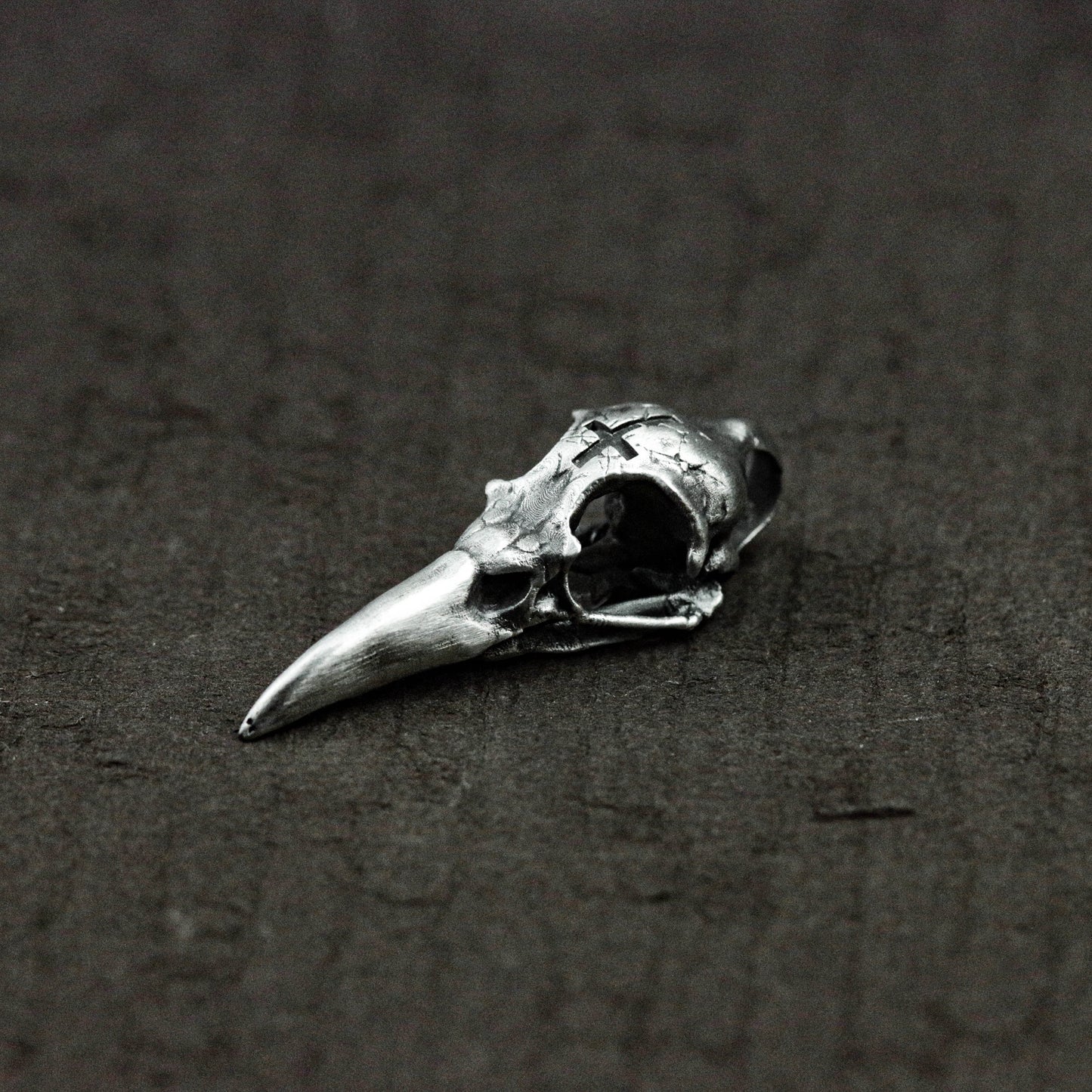 Broken Bird Skull Pendant - 925 Sterling Silver Handmade