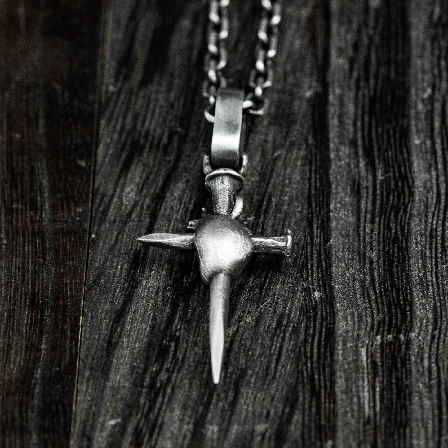 Heart and Dagger Pendant - 925 Sterling Silver Handmade