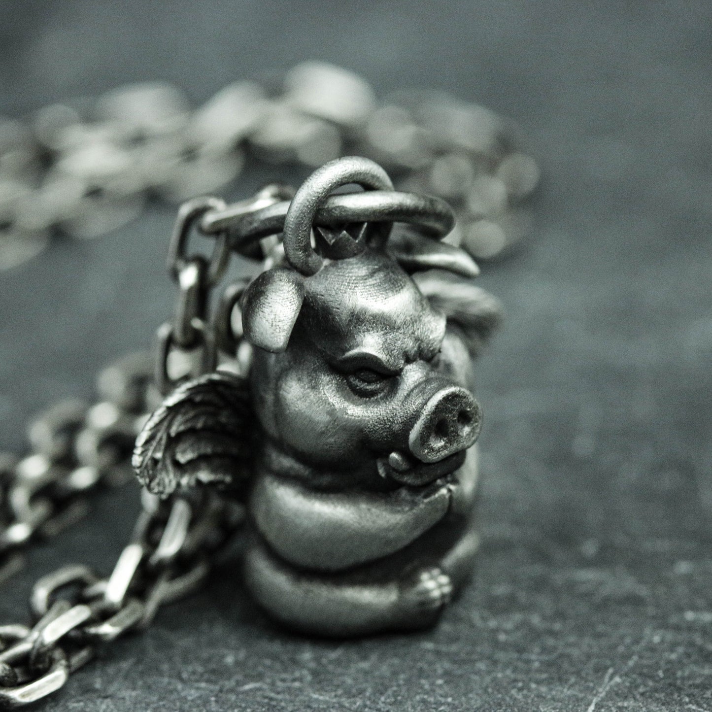 Winged Pig Pendant - 925 Sterling Silver Handmade