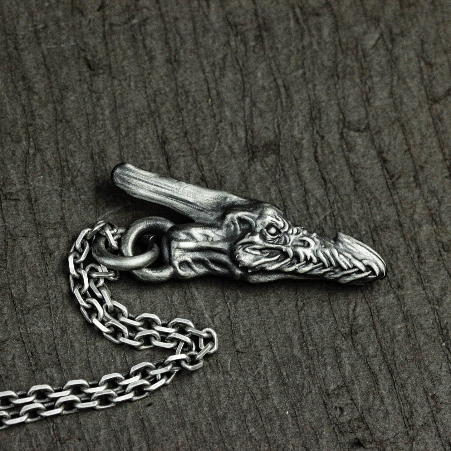 Demonic Dragon Head Pendant - 925 Sterling Silver Handmade
