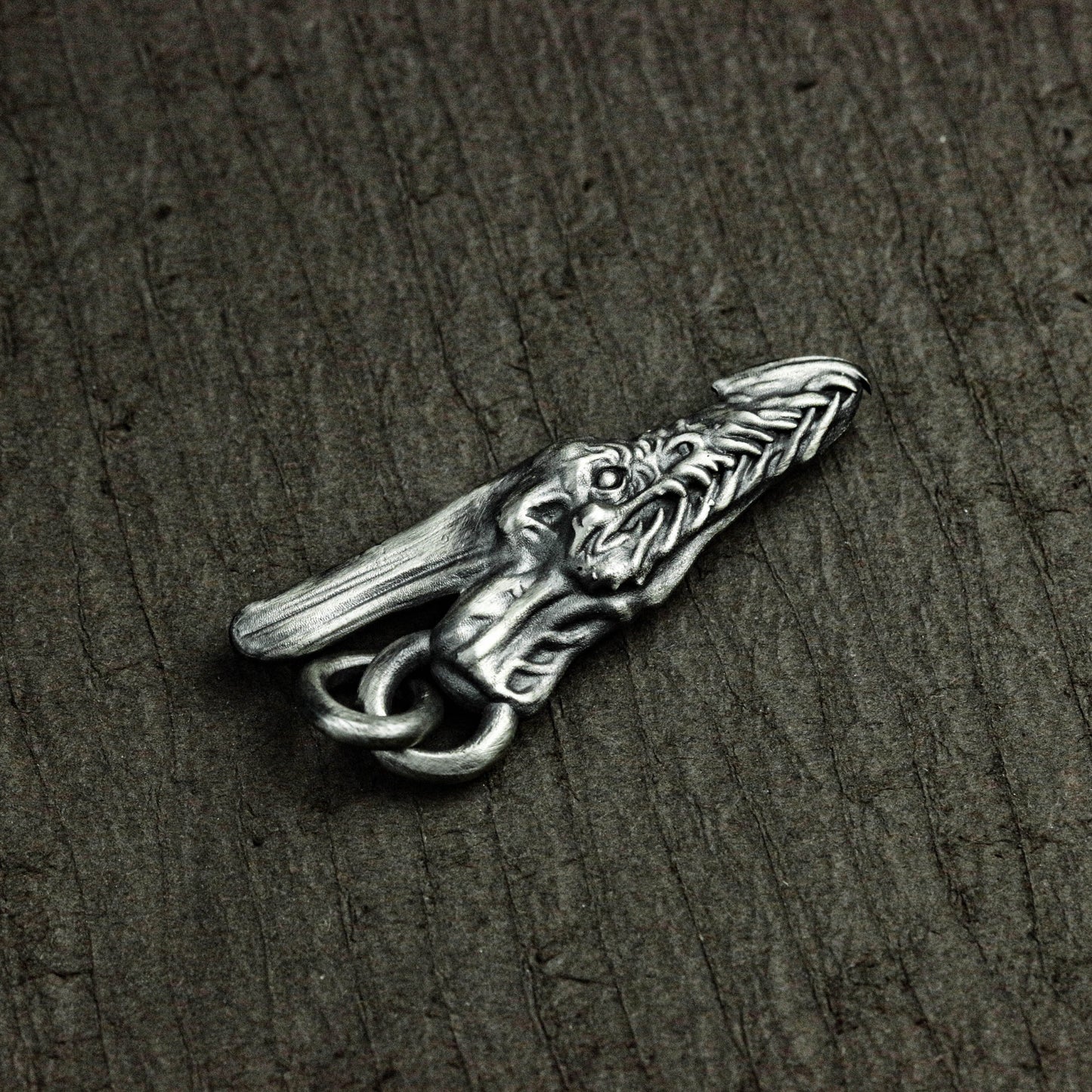 Demonic Dragon Head Pendant - 925 Sterling Silver Handmade
