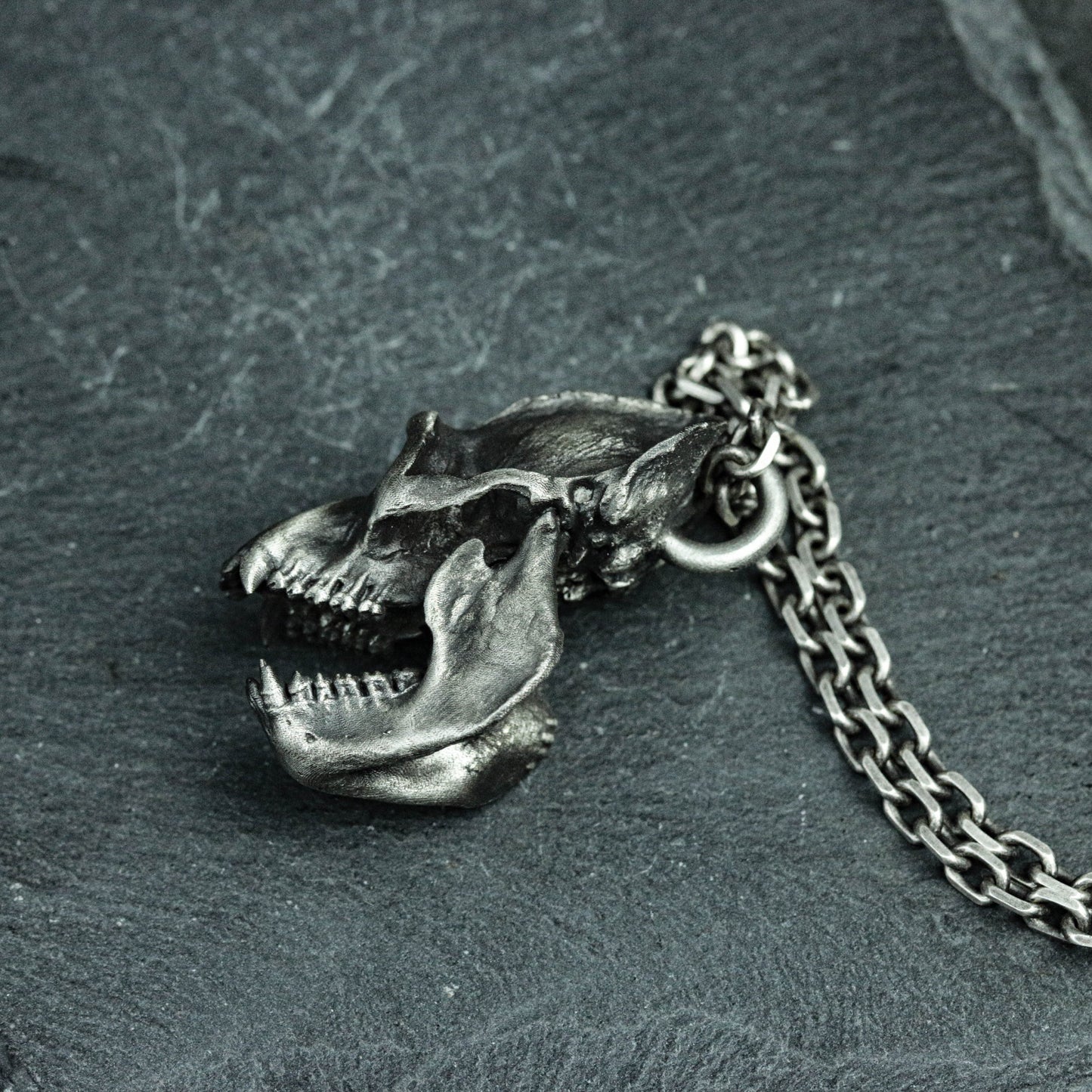 Howling Baboon Skull Pendant - 925 Sterling Silver Handmade