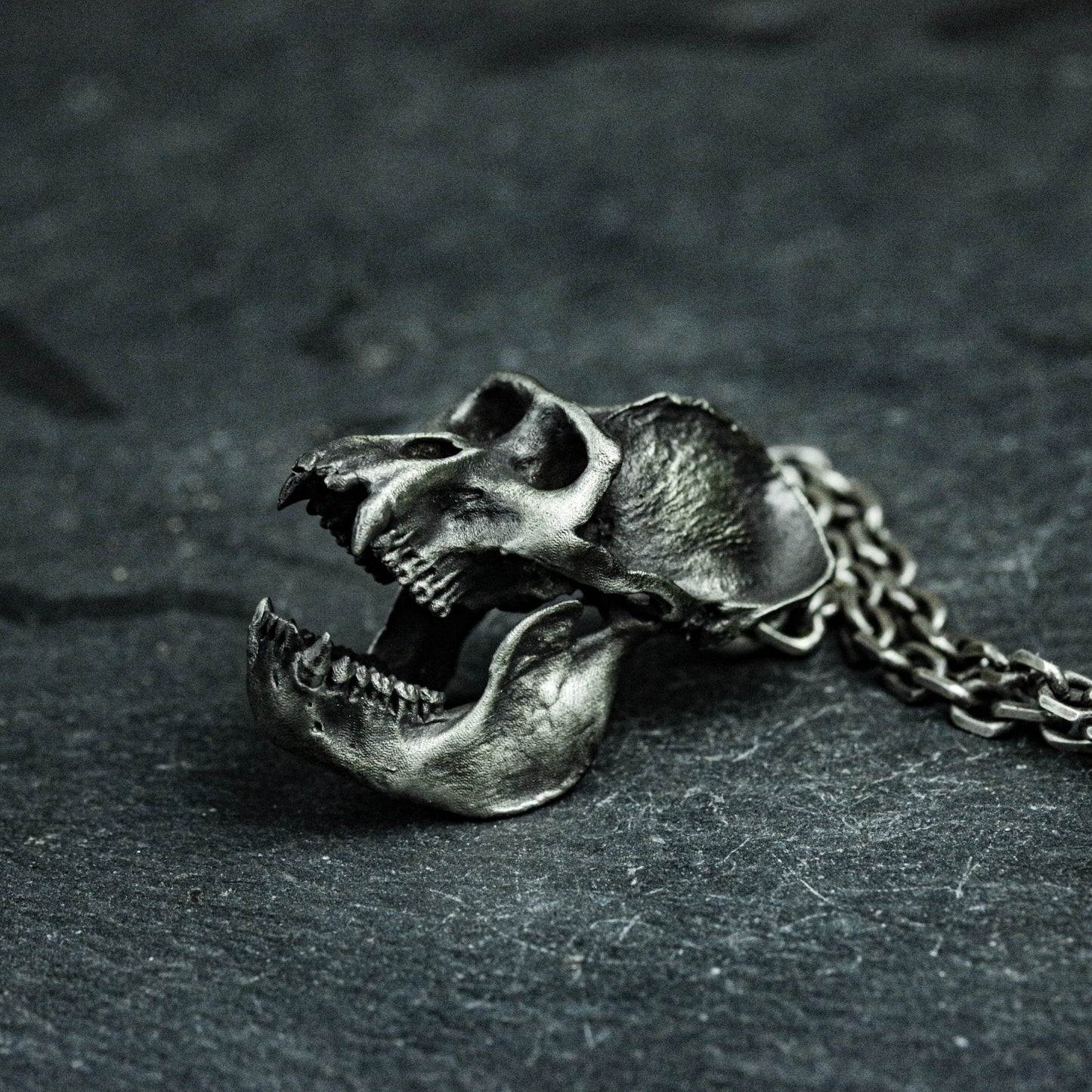 Howling Baboon Skull Pendant - 925 Sterling Silver Handmade