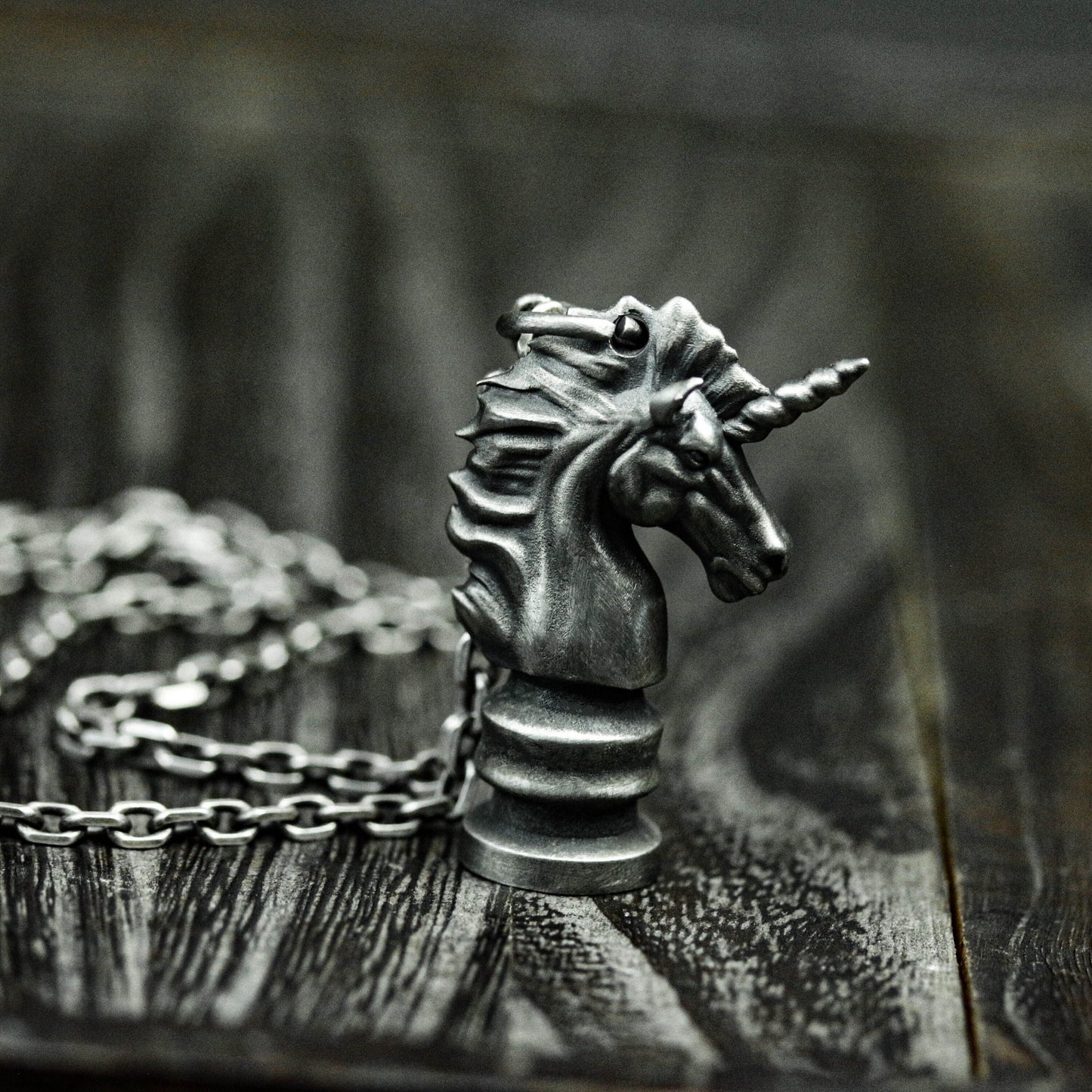 Unicorn Chess Knight Pendant - 925 Sterling Silver Handmade