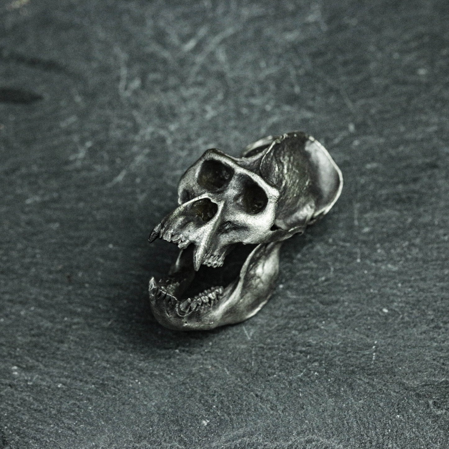 Howling Baboon Skull Pendant - 925 Sterling Silver Handmade