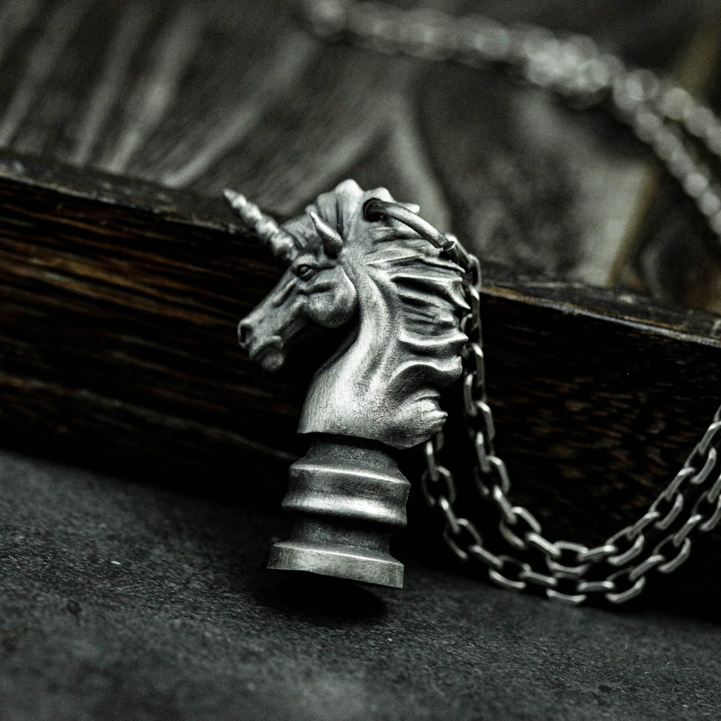 Unicorn Chess Knight Pendant - 925 Sterling Silver Handmade