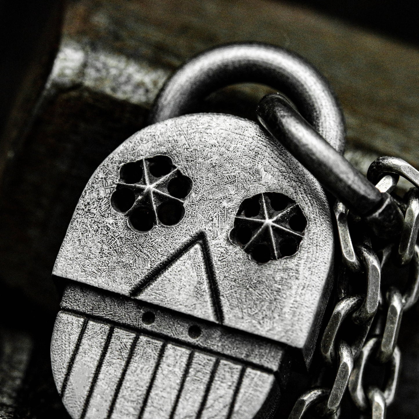 Gear-Eyed Grinning Skull Pendant - 925 Sterling Silver Handmade