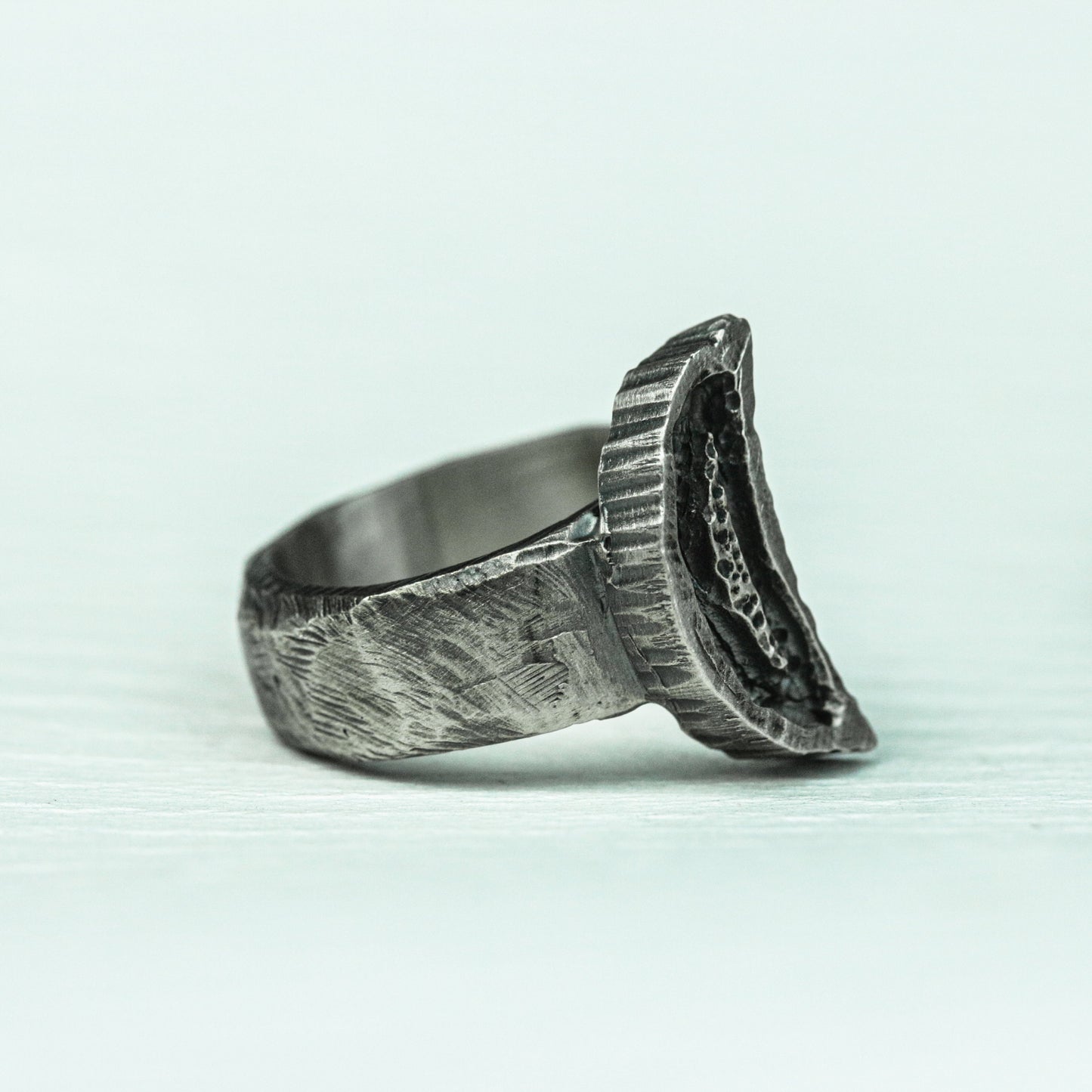 Crescent Fang 925 Silver Handmade Ring ¨C Occult Lunar Talisman