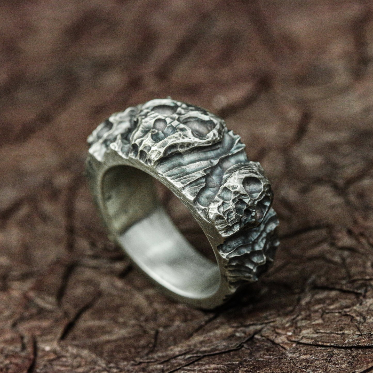 Eternal Guardian 925 Silver Handmade Ring ¨C Gothic Skull Protector