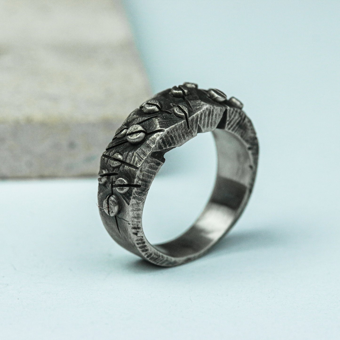 Worn Relic 925 Silver Handmade Ring ¨C Textured Ancient Band