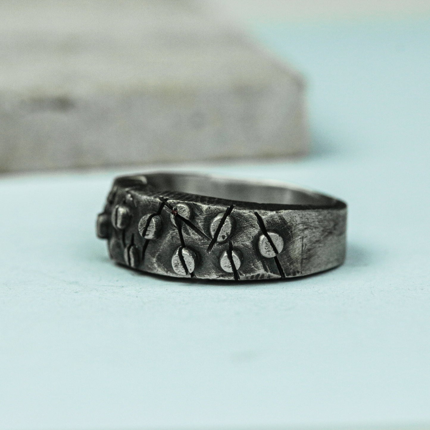 Worn Relic 925 Silver Handmade Ring ¨C Textured Ancient Band