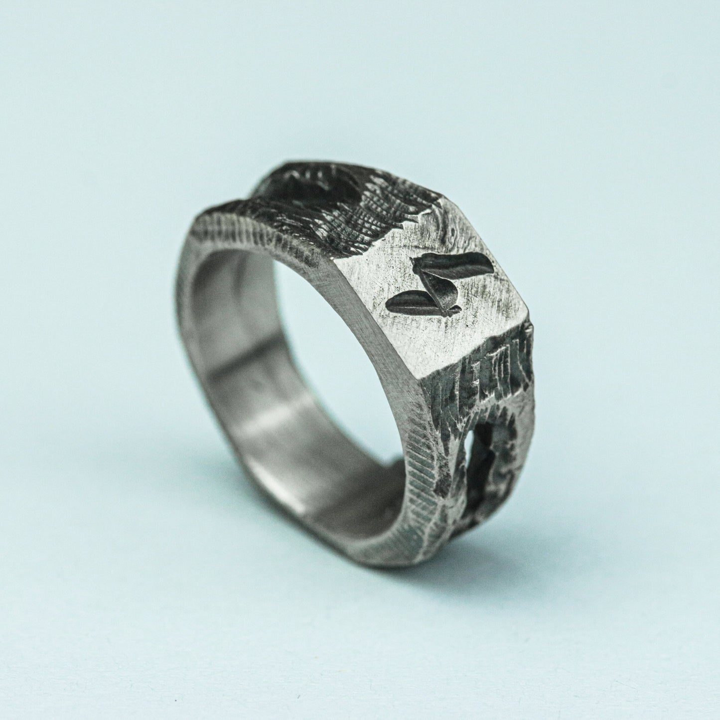 Celestial Etch 925 Silver Handmade Ring ¨C Cosmic Engraved Symbol