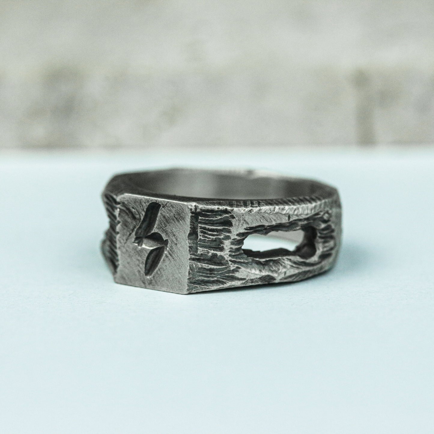 Celestial Etch 925 Silver Handmade Ring ¨C Cosmic Engraved Symbol