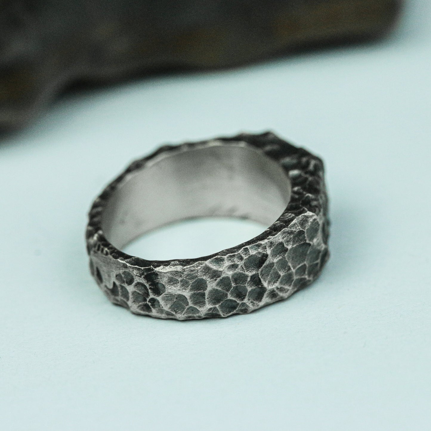 Handcrafted Textured Hammered Ring