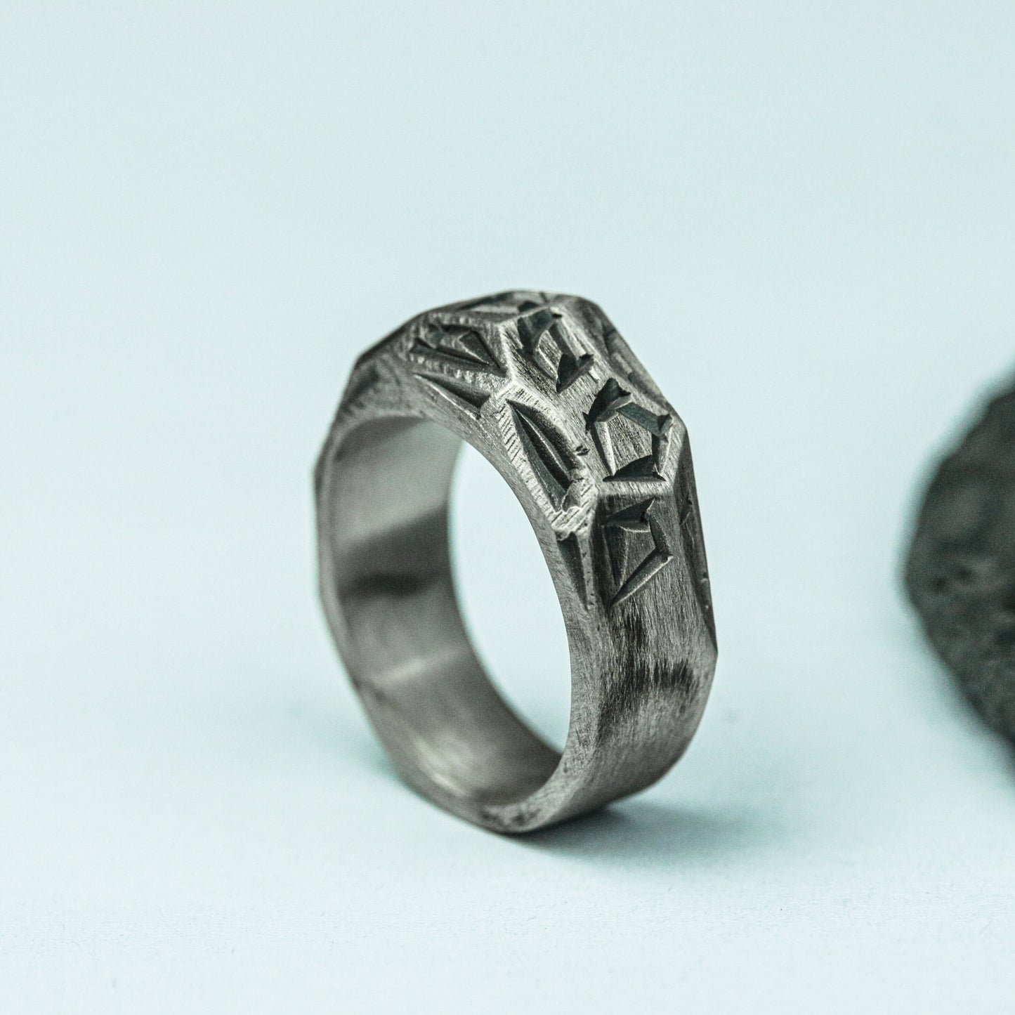 Necromancer¡¯s Seal 925 Silver Handmade Ring ¨C Dark Arcane Inscription