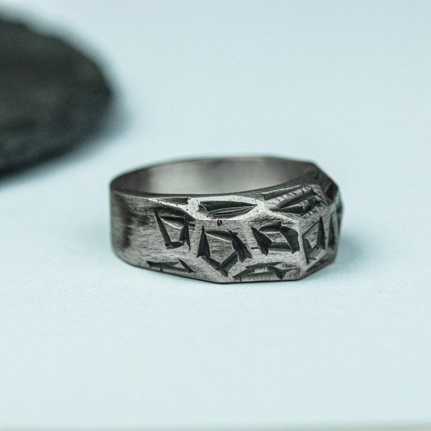 Necromancer¡¯s Seal 925 Silver Handmade Ring ¨C Dark Arcane Inscription