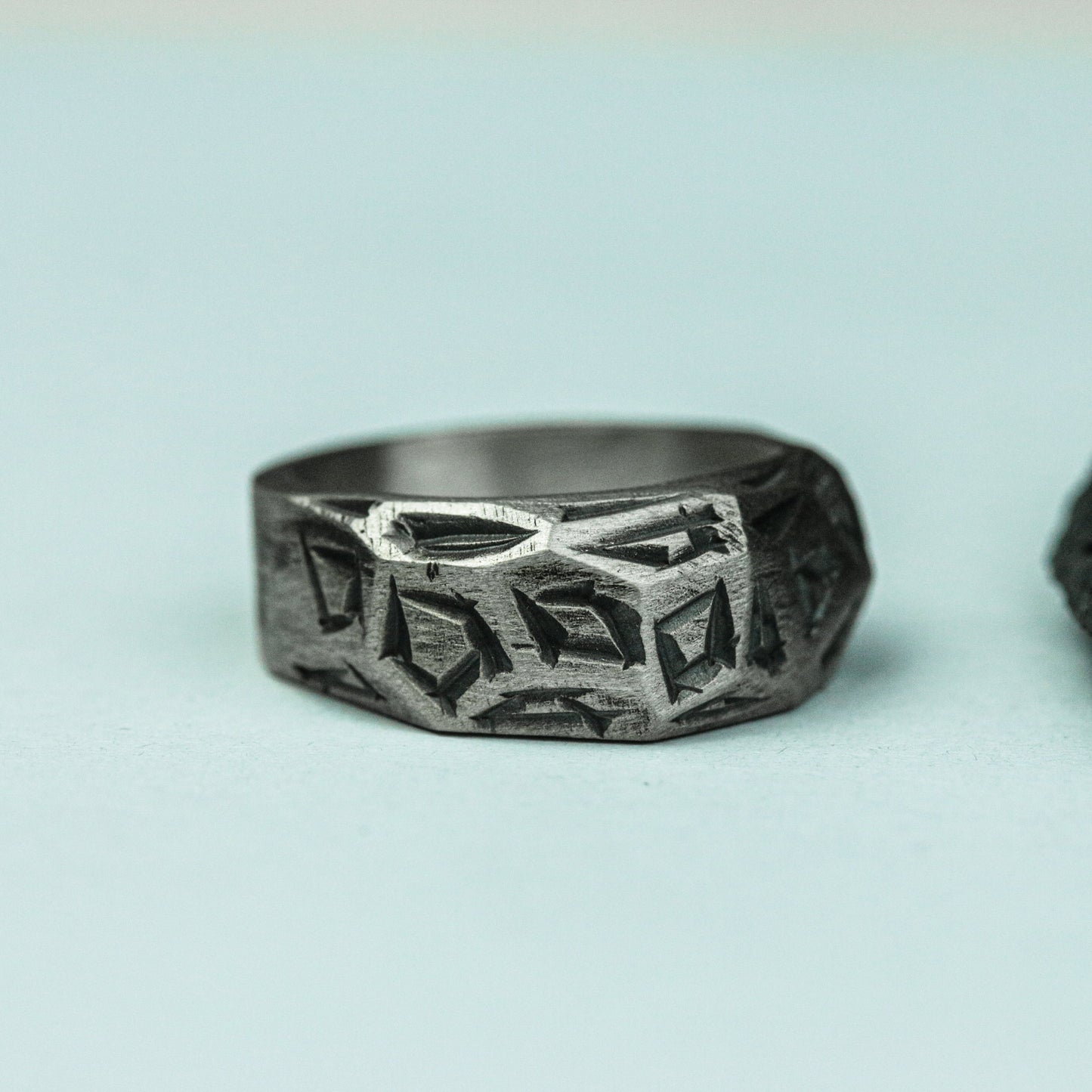 Necromancer¡¯s Seal 925 Silver Handmade Ring ¨C Dark Arcane Inscription