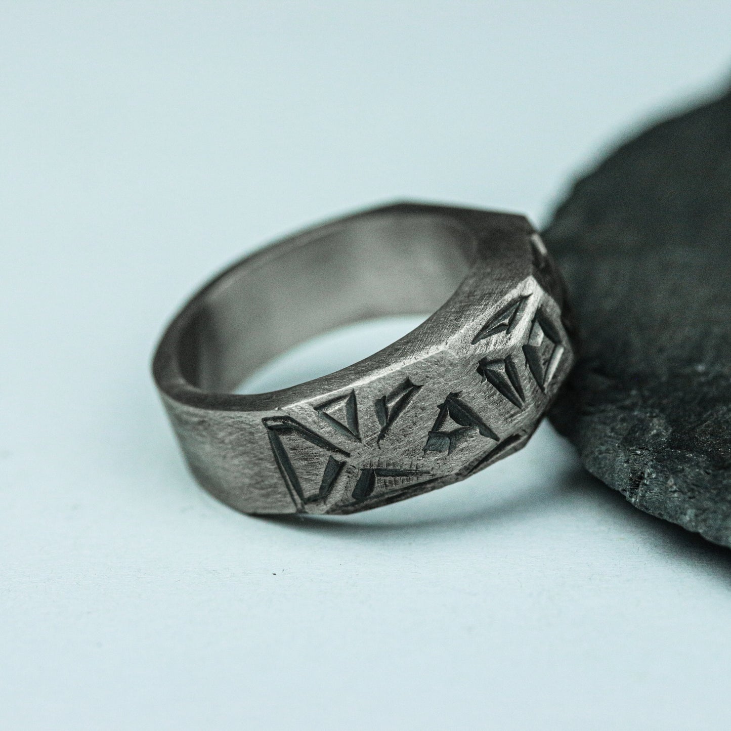Necromancer¡¯s Seal 925 Silver Handmade Ring ¨C Dark Arcane Inscription
