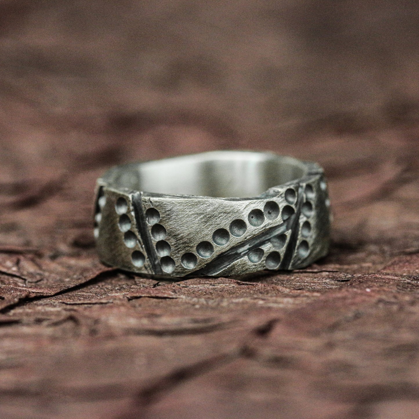 Iron Fortress 925 Silver Handmade Ring ¨C Studded Gothic Armor Band