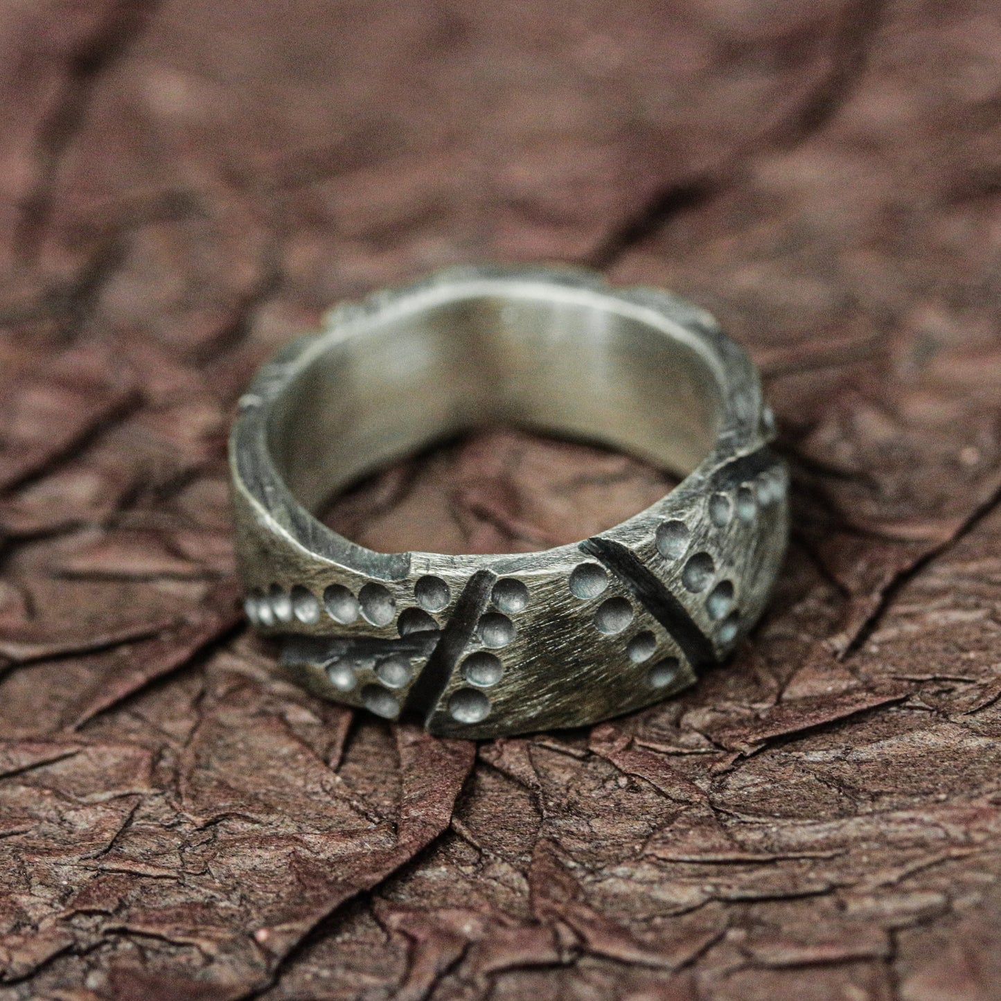 Iron Fortress 925 Silver Handmade Ring ¨C Studded Gothic Armor Band