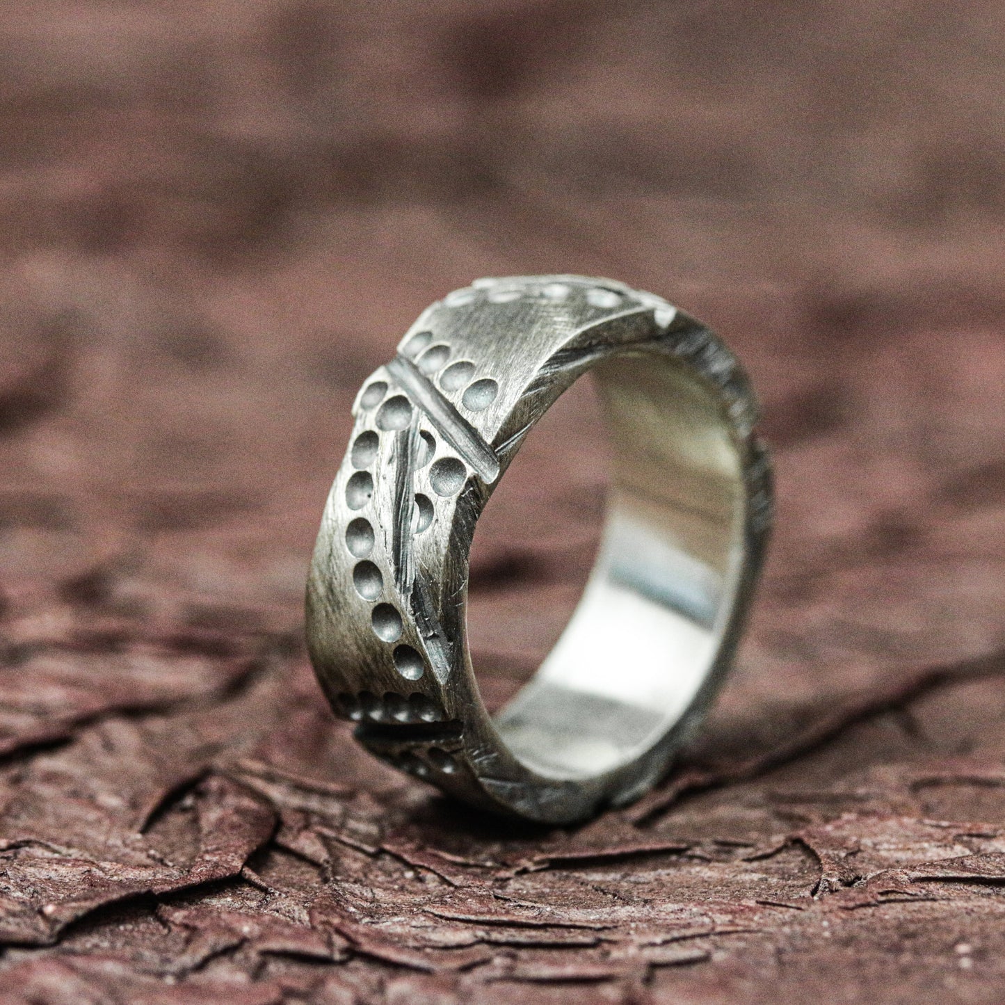 Iron Fortress 925 Silver Handmade Ring ¨C Studded Gothic Armor Band