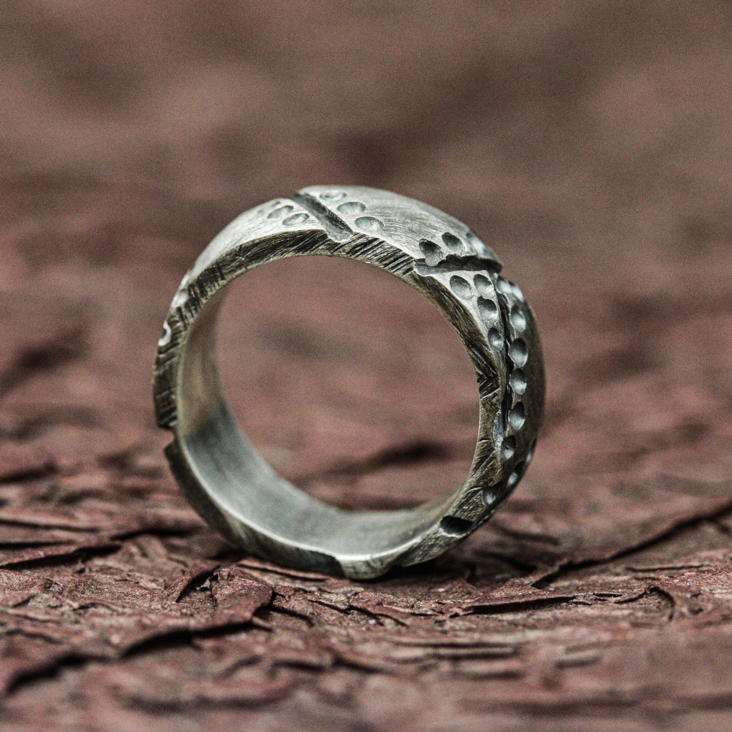 Iron Fortress 925 Silver Handmade Ring ¨C Studded Gothic Armor Band