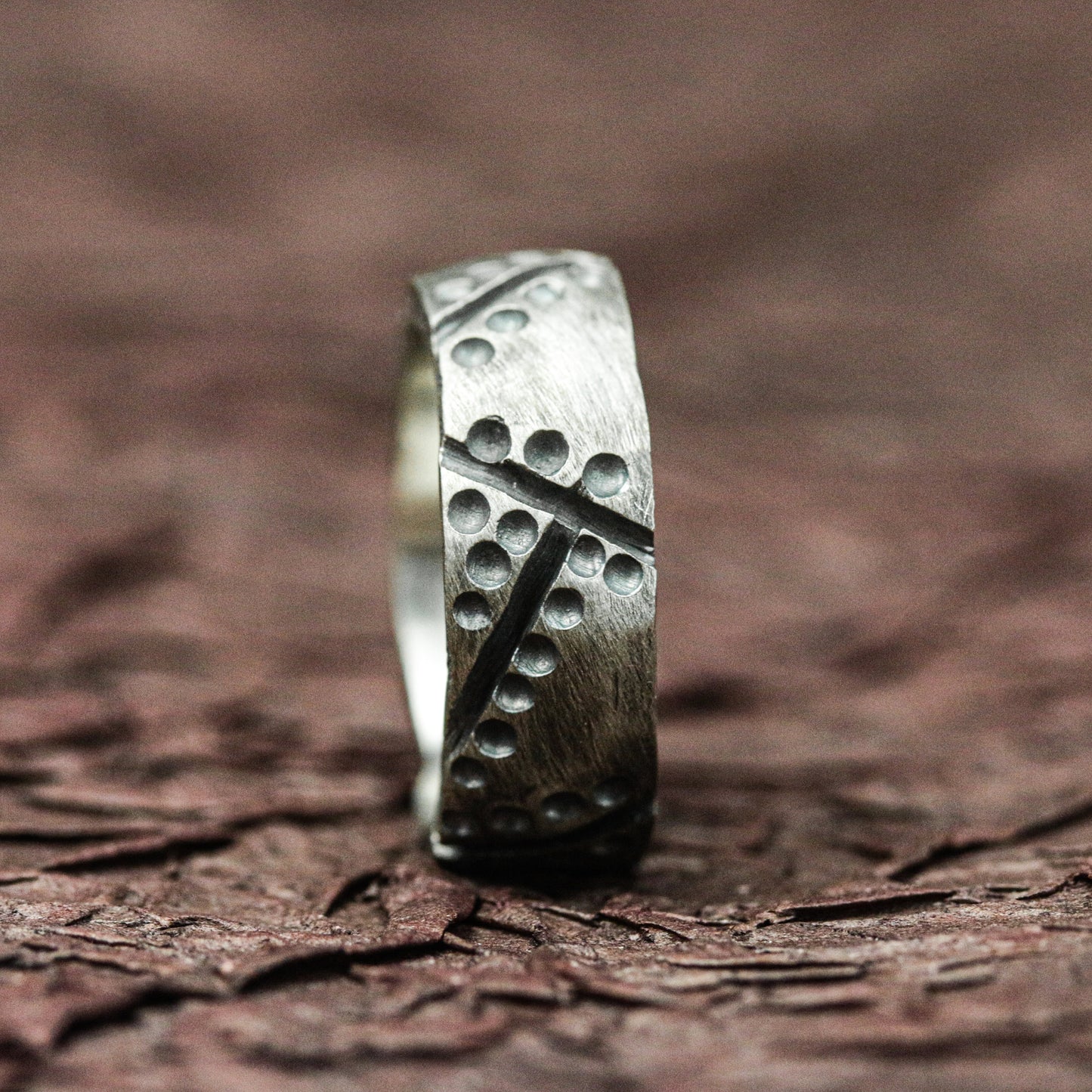 Iron Fortress 925 Silver Handmade Ring ¨C Studded Gothic Armor Band