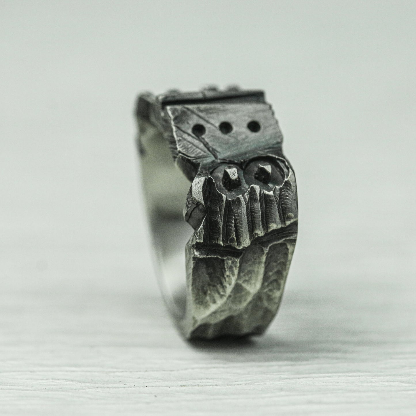 Ironclad Shield 925 Silver Handmade Ring ¨C Medieval Studded Band