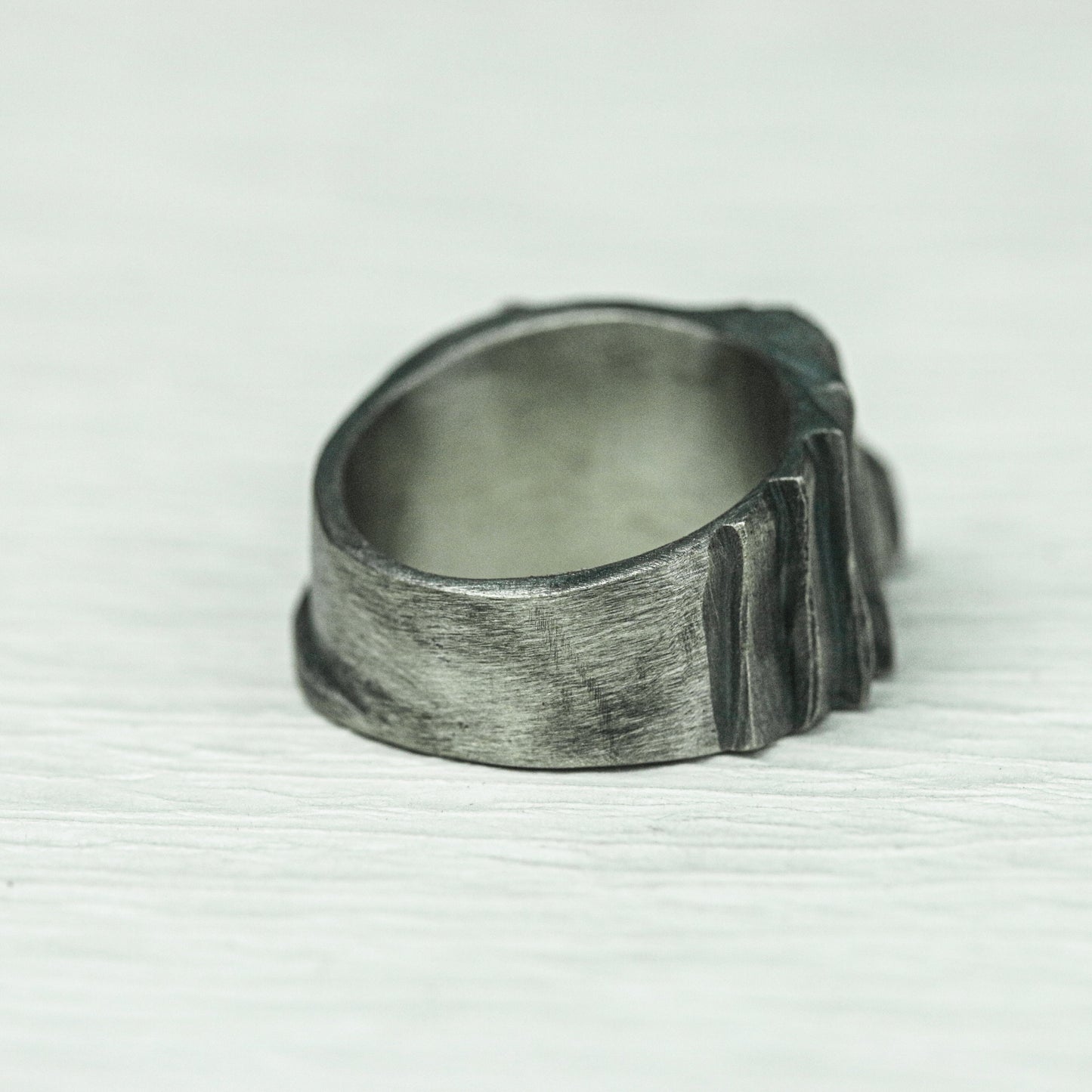 Relic Skull 925 Silver Handmade Ring ¨C Aged Occult Warrior Design