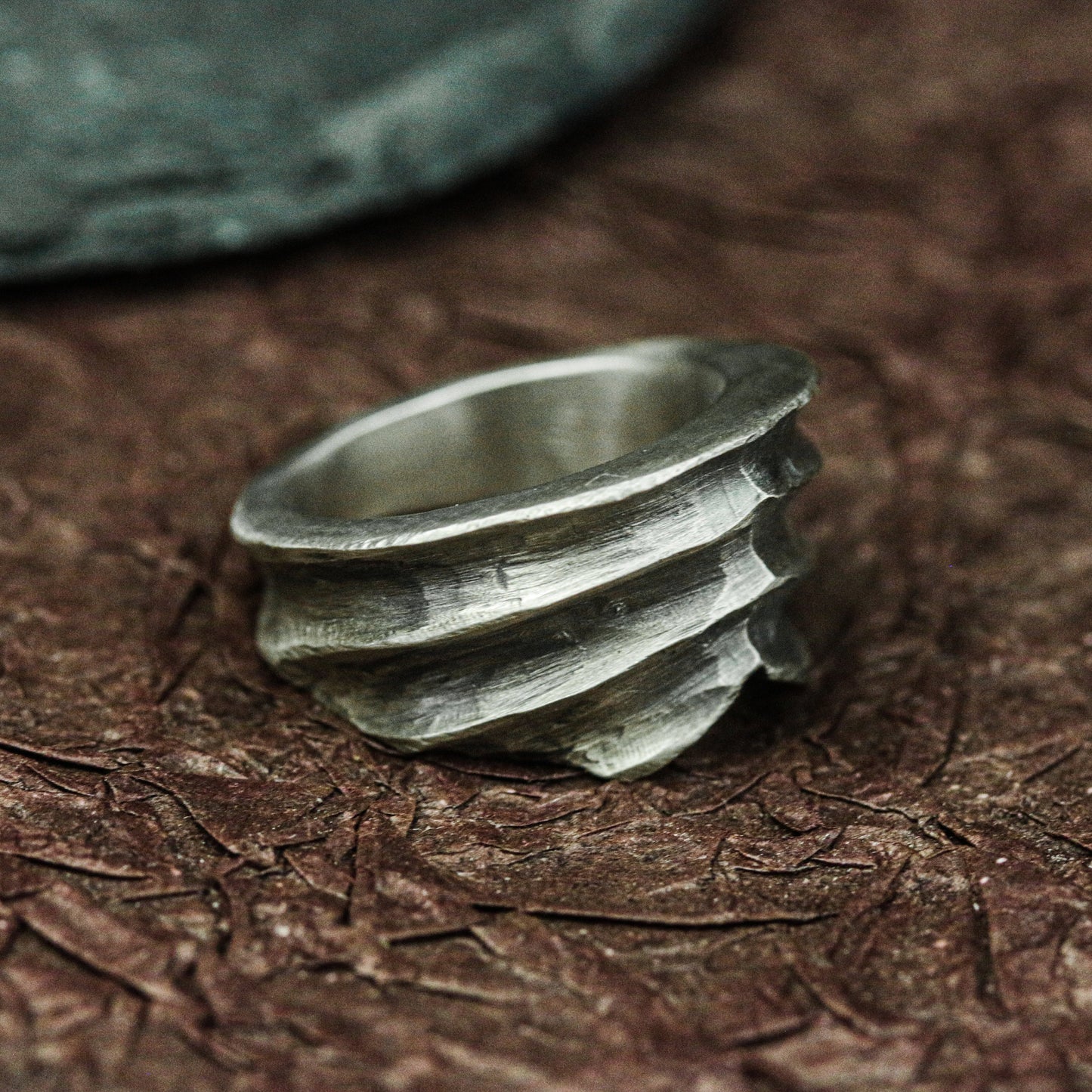 Handcrafted Silver Torn Spiral Ring