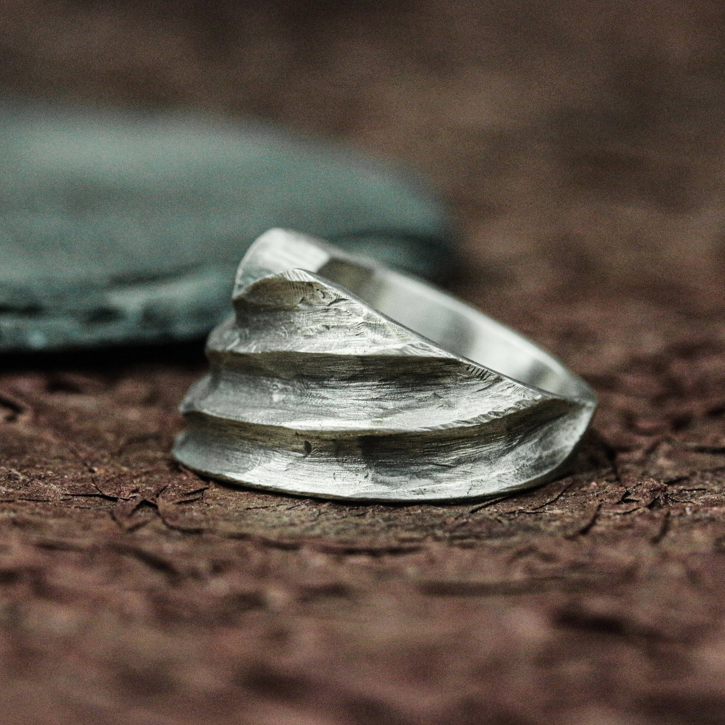 Handcrafted Silver Torn Spiral Ring