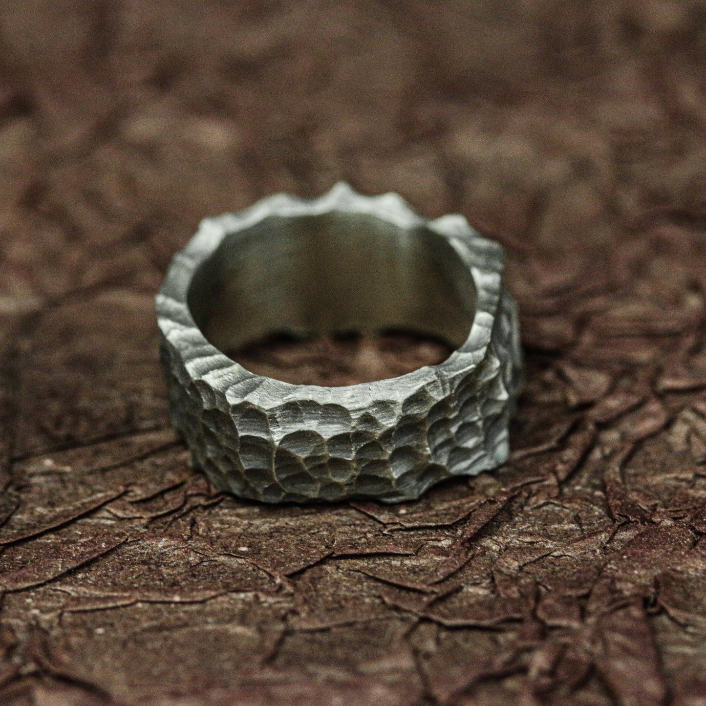 Worn Relic 925 Silver Handmade Ring ¨C Textured Ancient Band