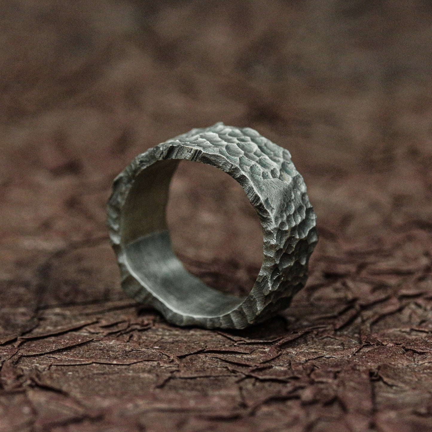 Worn Relic 925 Silver Handmade Ring ¨C Textured Ancient Band