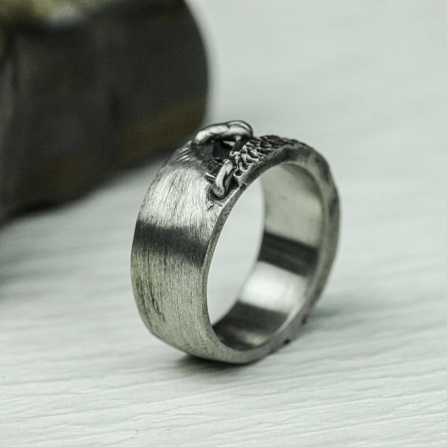 Runic Path 925 Silver Handmade Ring ¨C Engraved Ancient Symbols