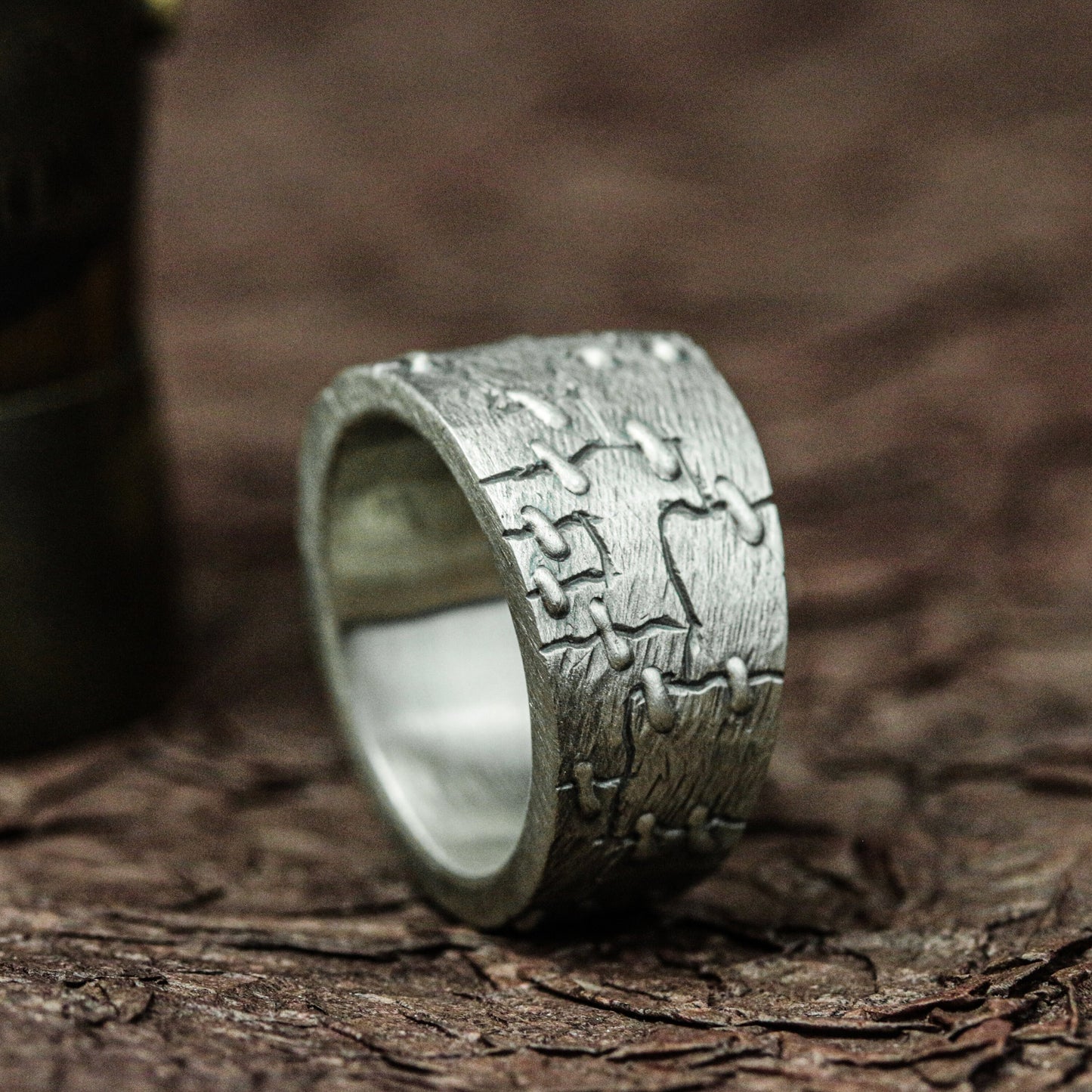 Ancient Glyph 925 Silver Handmade Ring ¨C Enigmatic Symbol Band
