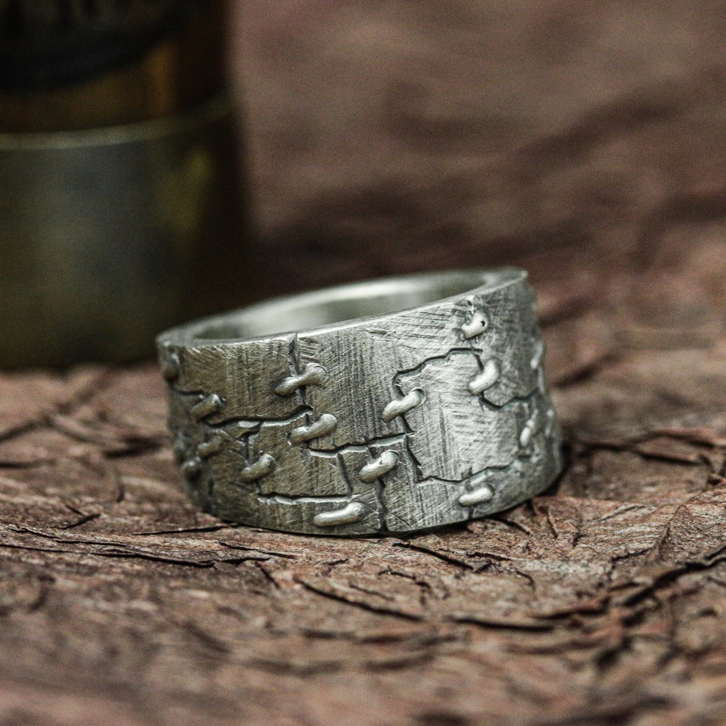 Ancient Glyph 925 Silver Handmade Ring ¨C Enigmatic Symbol Band