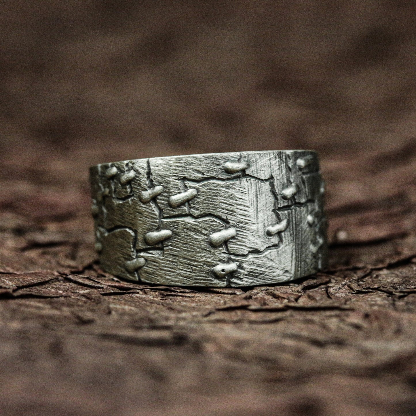 Ancient Glyph 925 Silver Handmade Ring ¨C Enigmatic Symbol Band