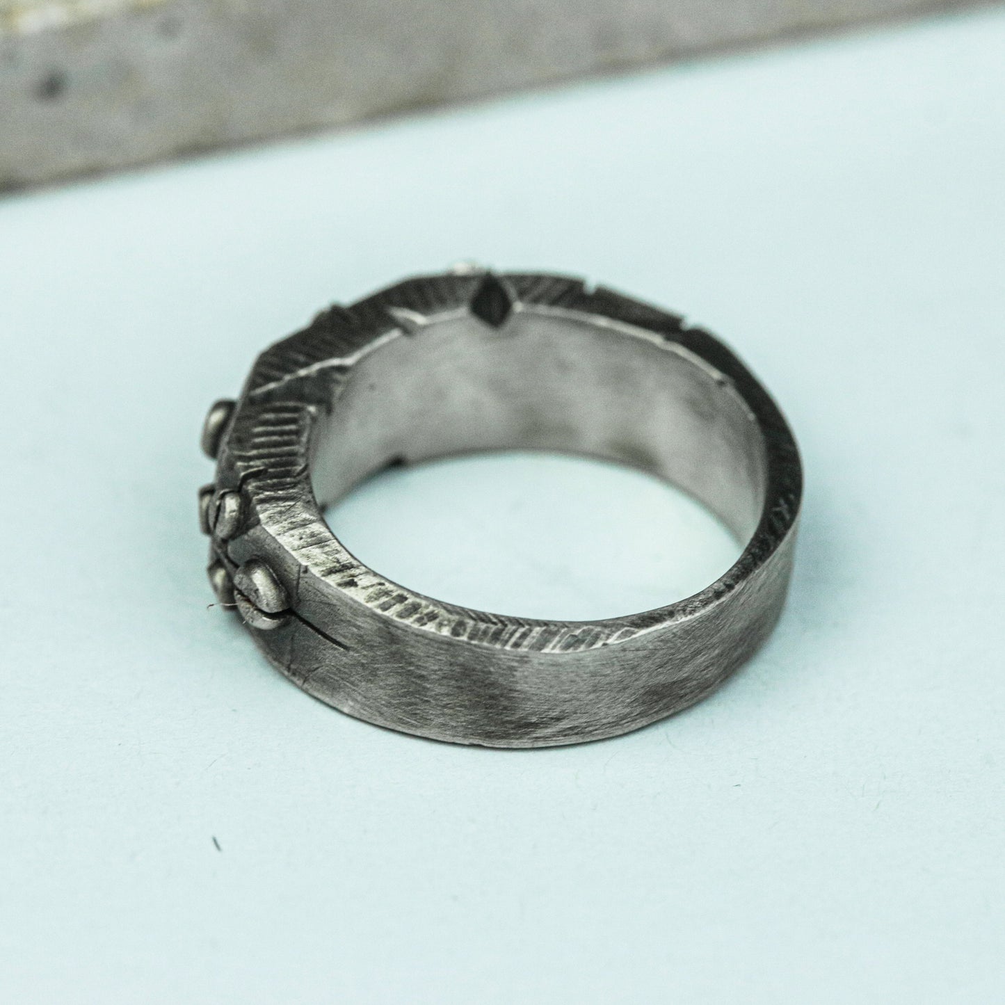 Worn Relic 925 Silver Handmade Ring ¨C Textured Ancient Band