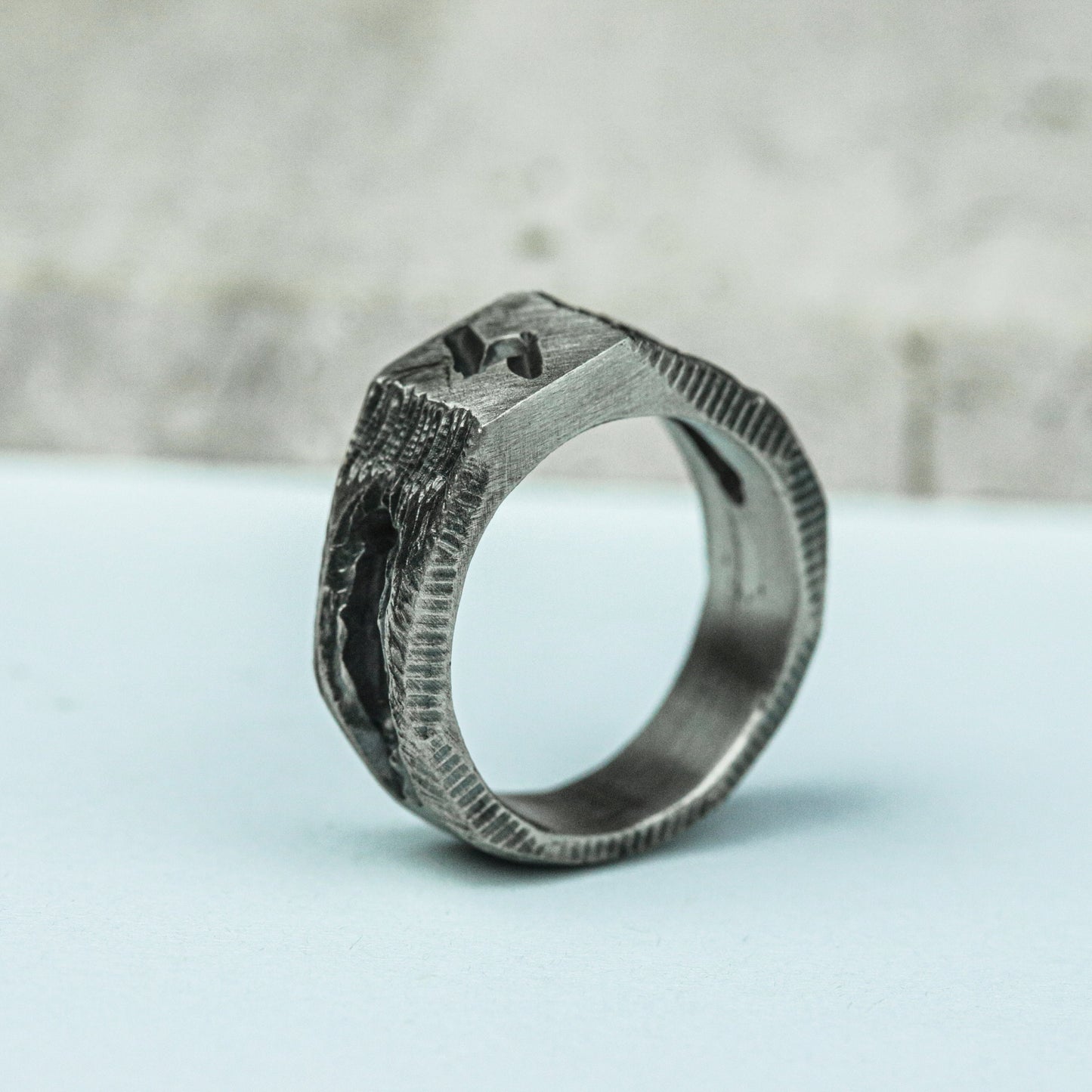 Celestial Etch 925 Silver Handmade Ring ¨C Cosmic Engraved Symbol