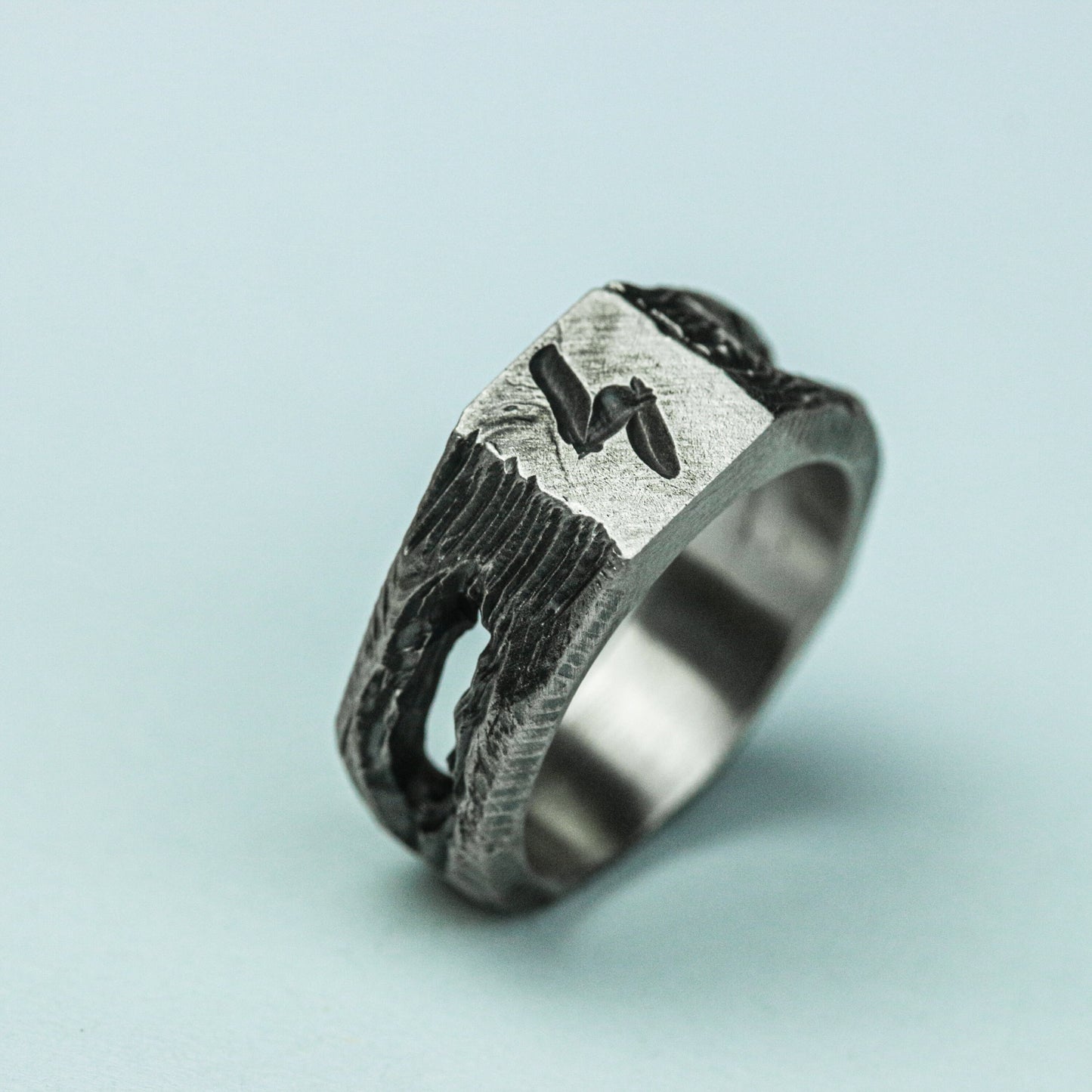 Celestial Etch 925 Silver Handmade Ring ¨C Cosmic Engraved Symbol