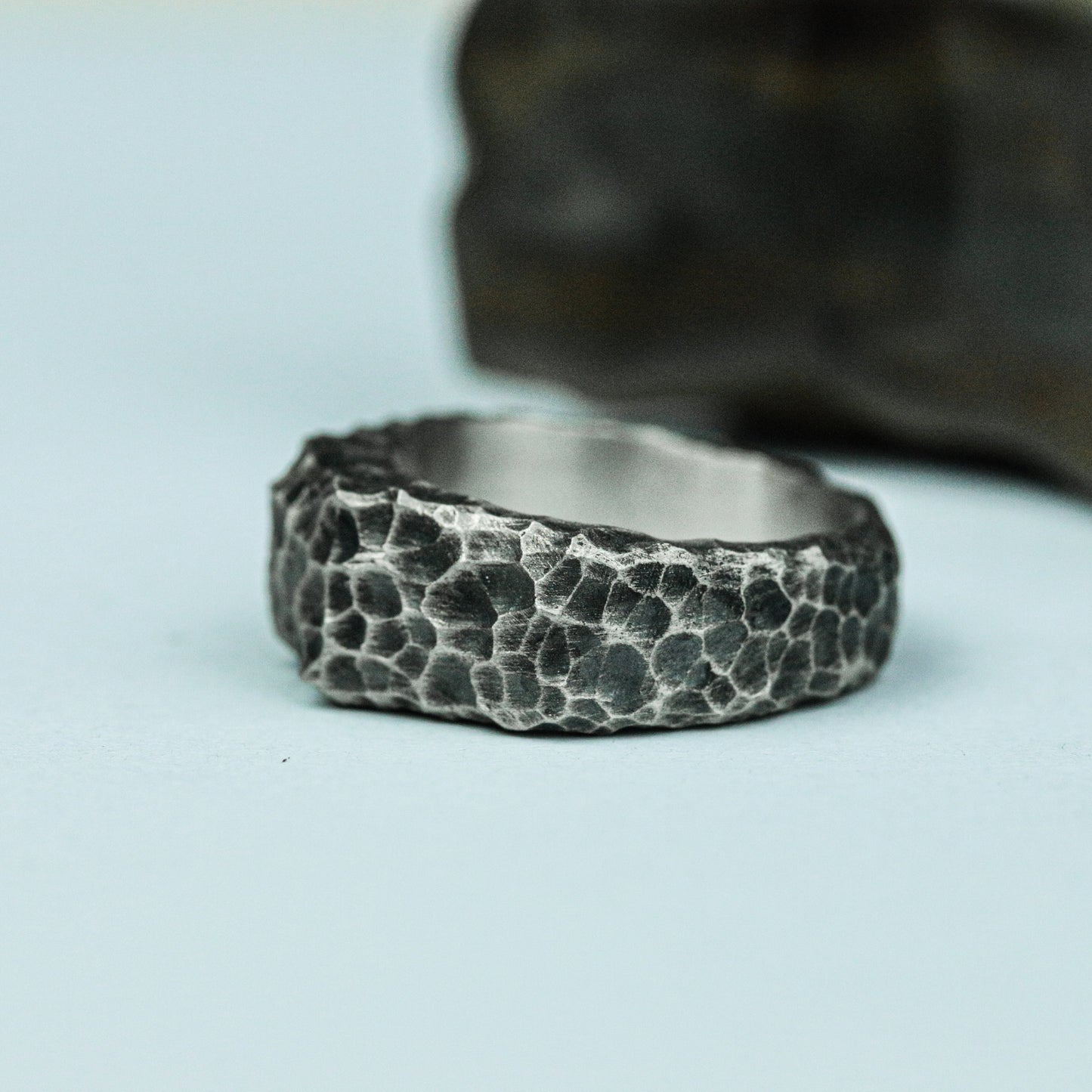 Handcrafted Textured Hammered Ring