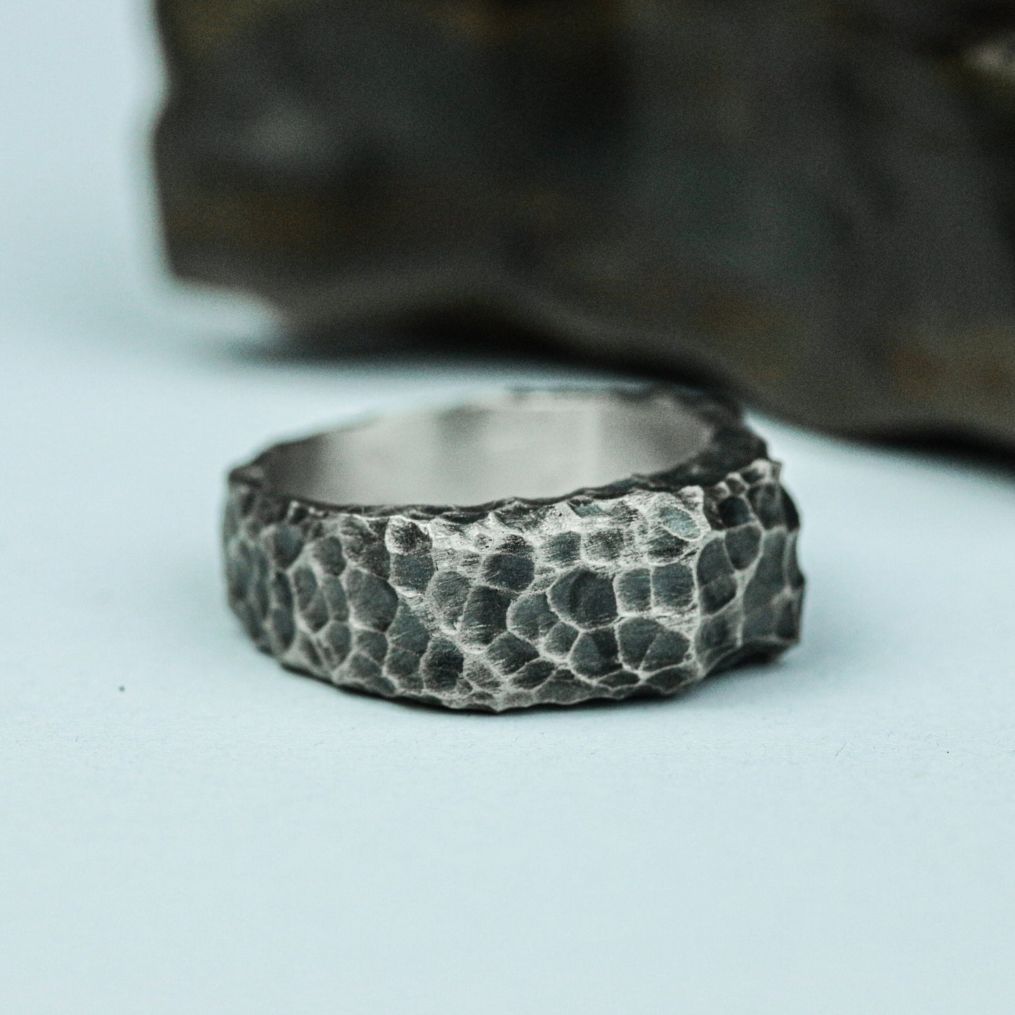 Handcrafted Textured Hammered Ring