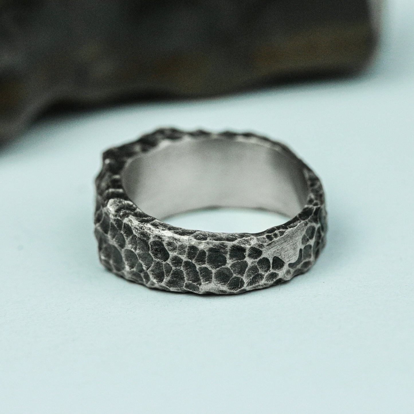 Handcrafted Textured Hammered Ring