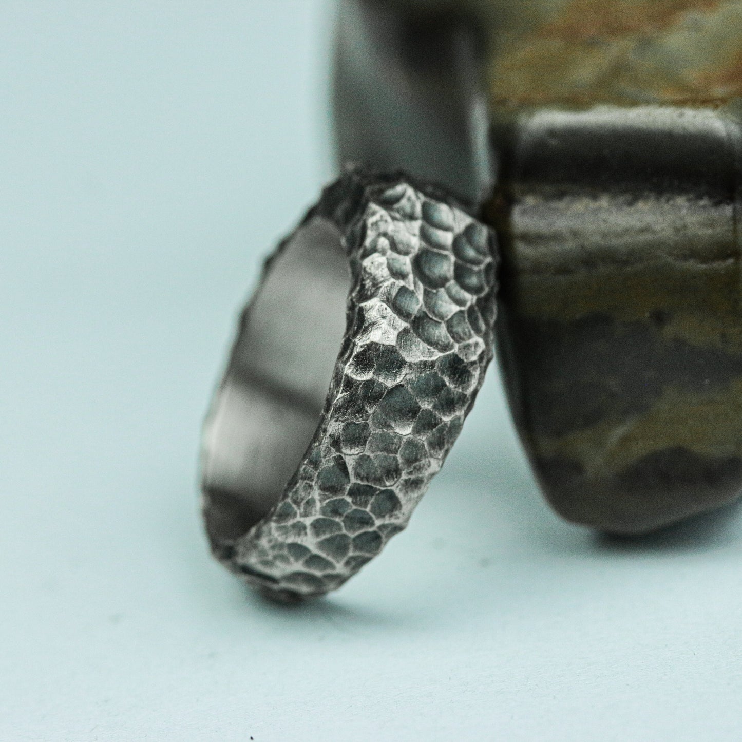 Handcrafted Textured Hammered Ring