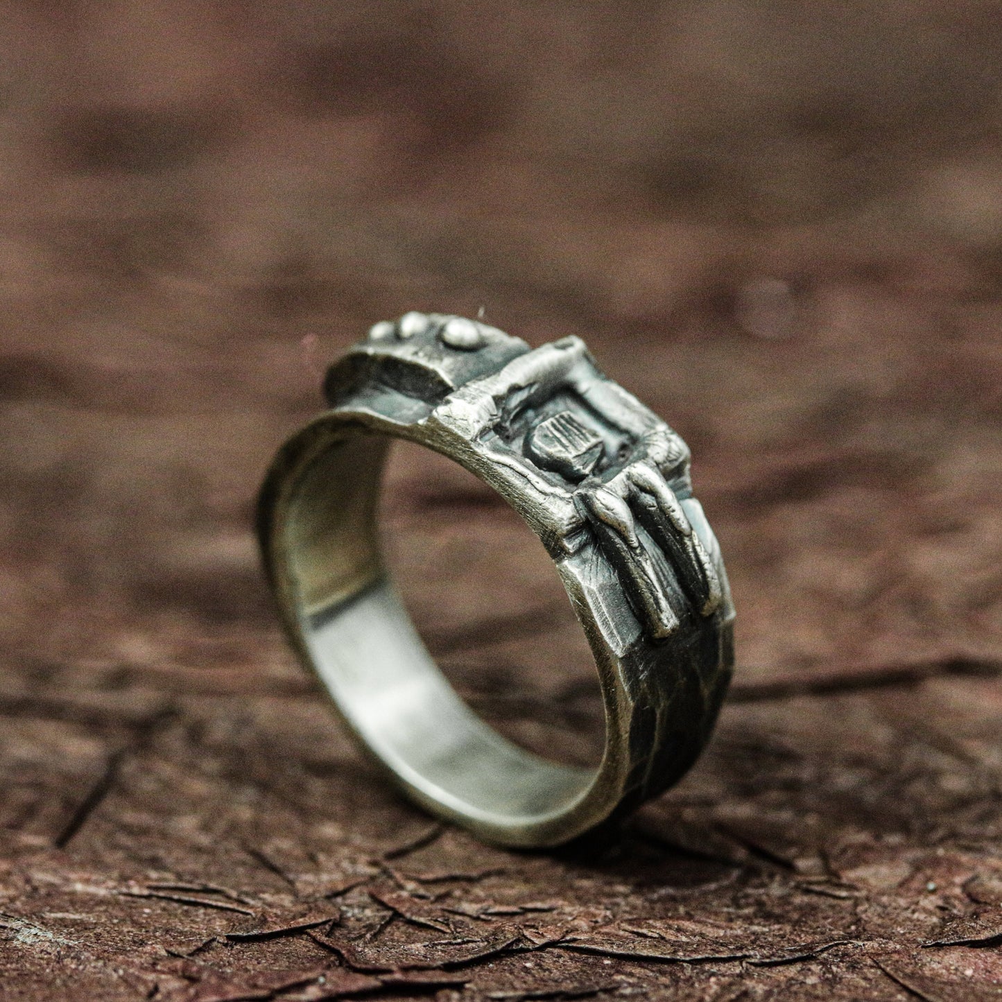 Infernal Skull 925 Silver Handmade Ring ¨C Gothic Warrior Band
